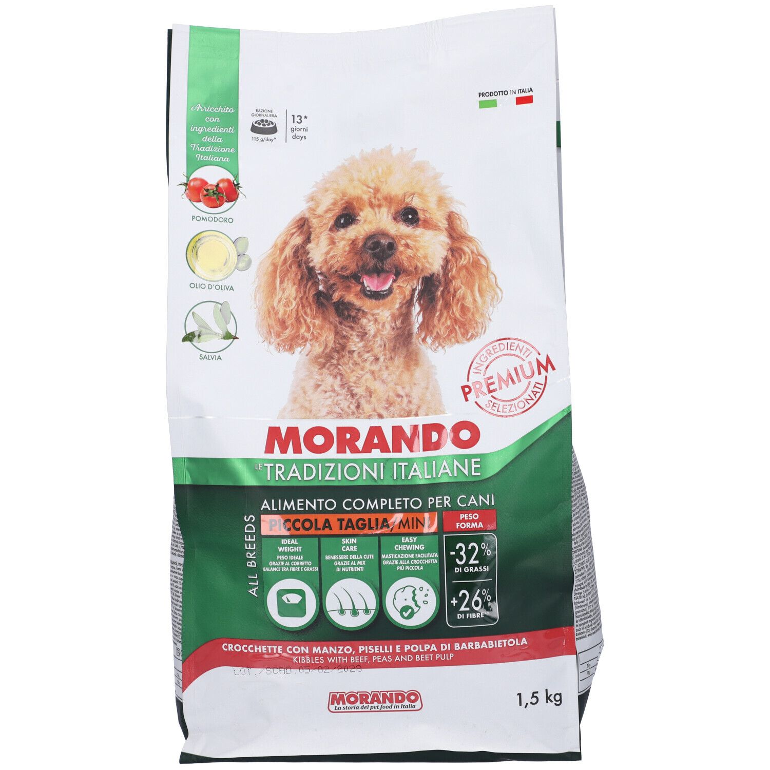 Morando Crocchette con Manzo, Piselli e Polpa di Barbabietola per Cani Adulti Taglia Mini