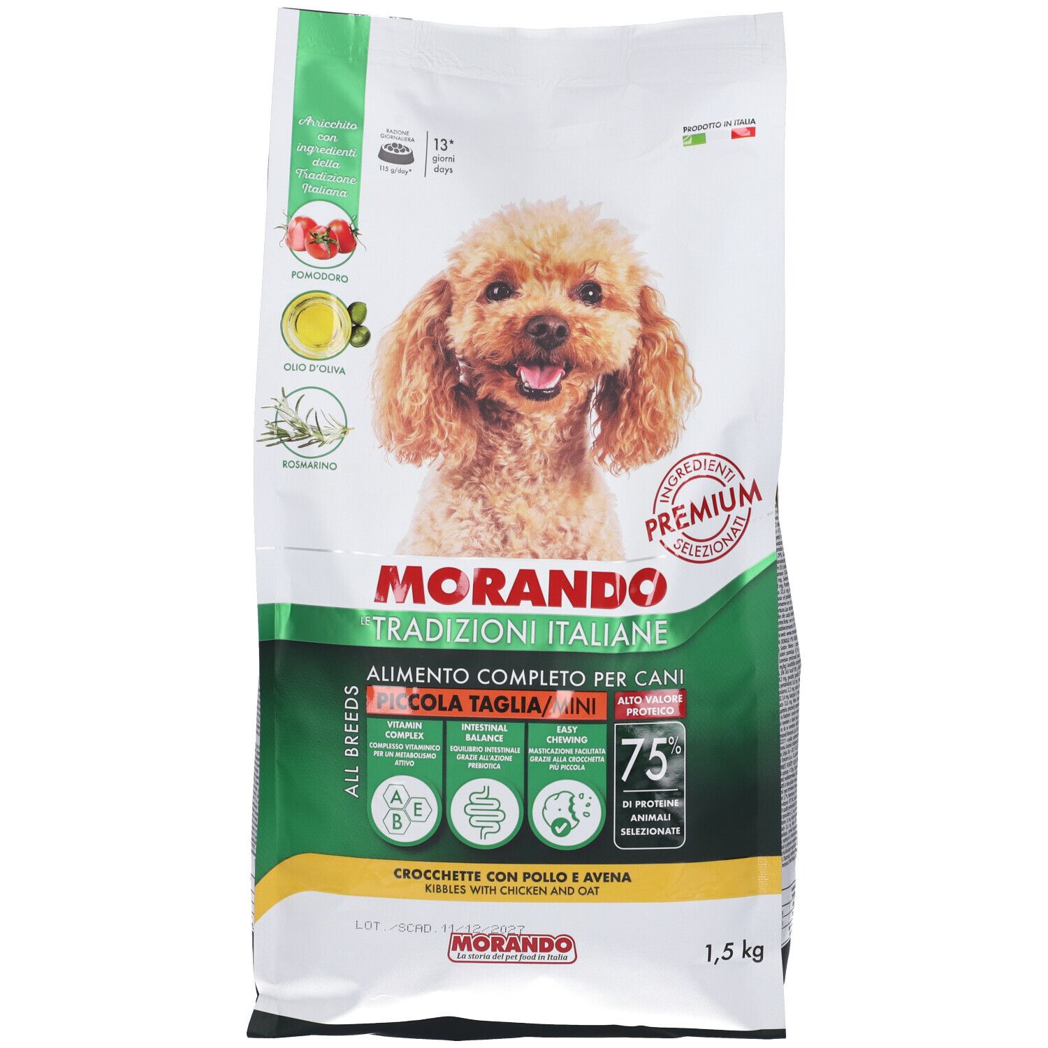 Morando Crocchette con Pollo e Avena per Cani Adulti Taglia Mini