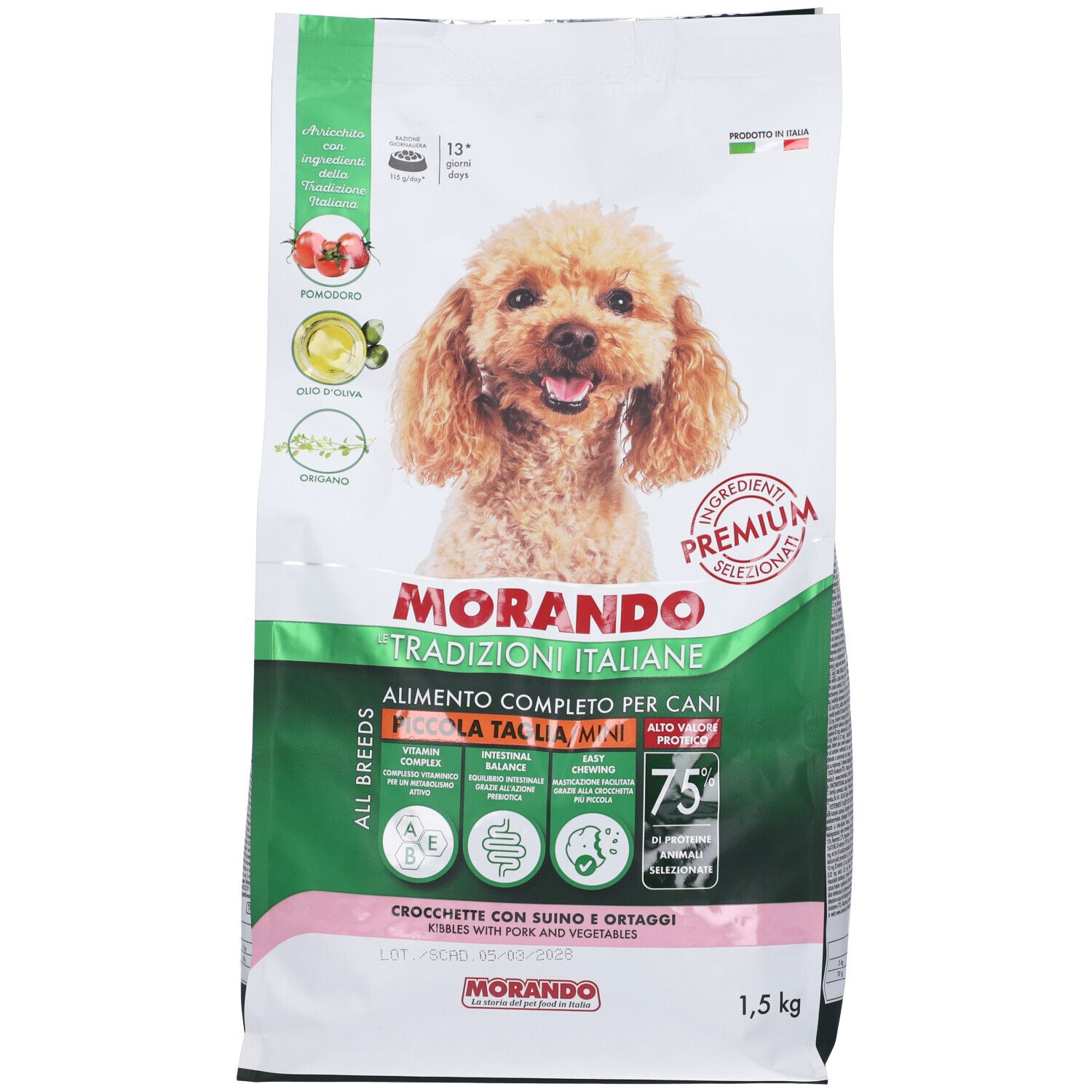 Morando Crocchette con Suino e Ortaggi per Cani Adulti Taglia Mini