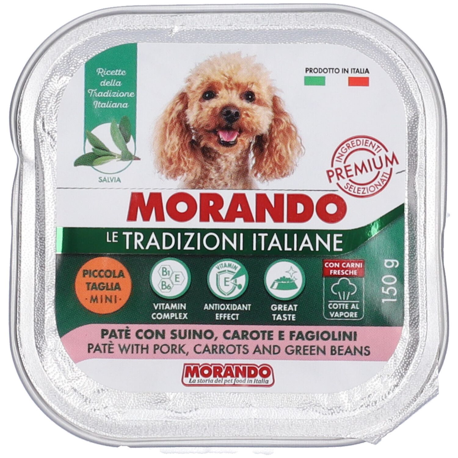 Morando Patè con Suino, Carote e Fagiolini per Cani Adulti Taglia Piccola