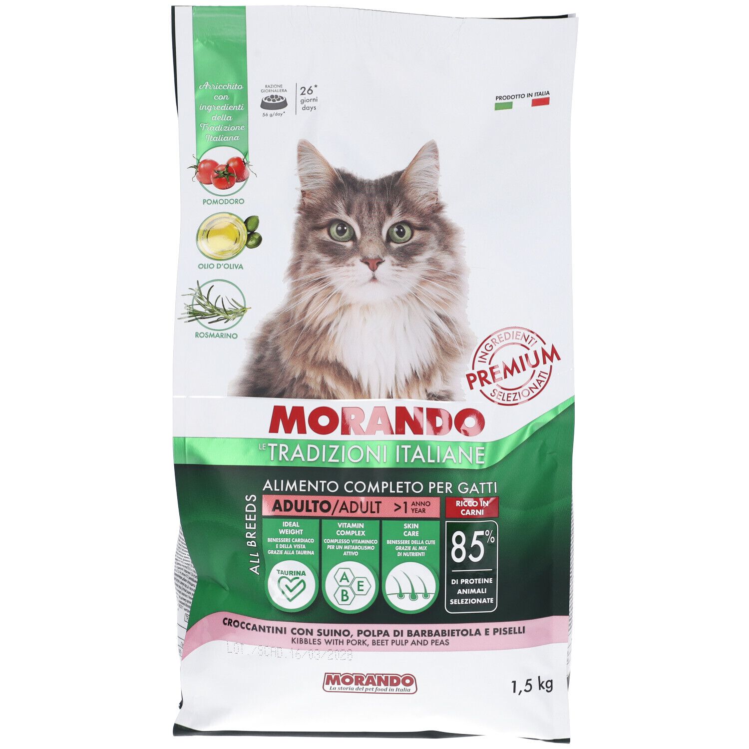 Morando Croccantini con Suino Polpa di Barbabietola e Piselli per Gatti Adulti 1,5 kg