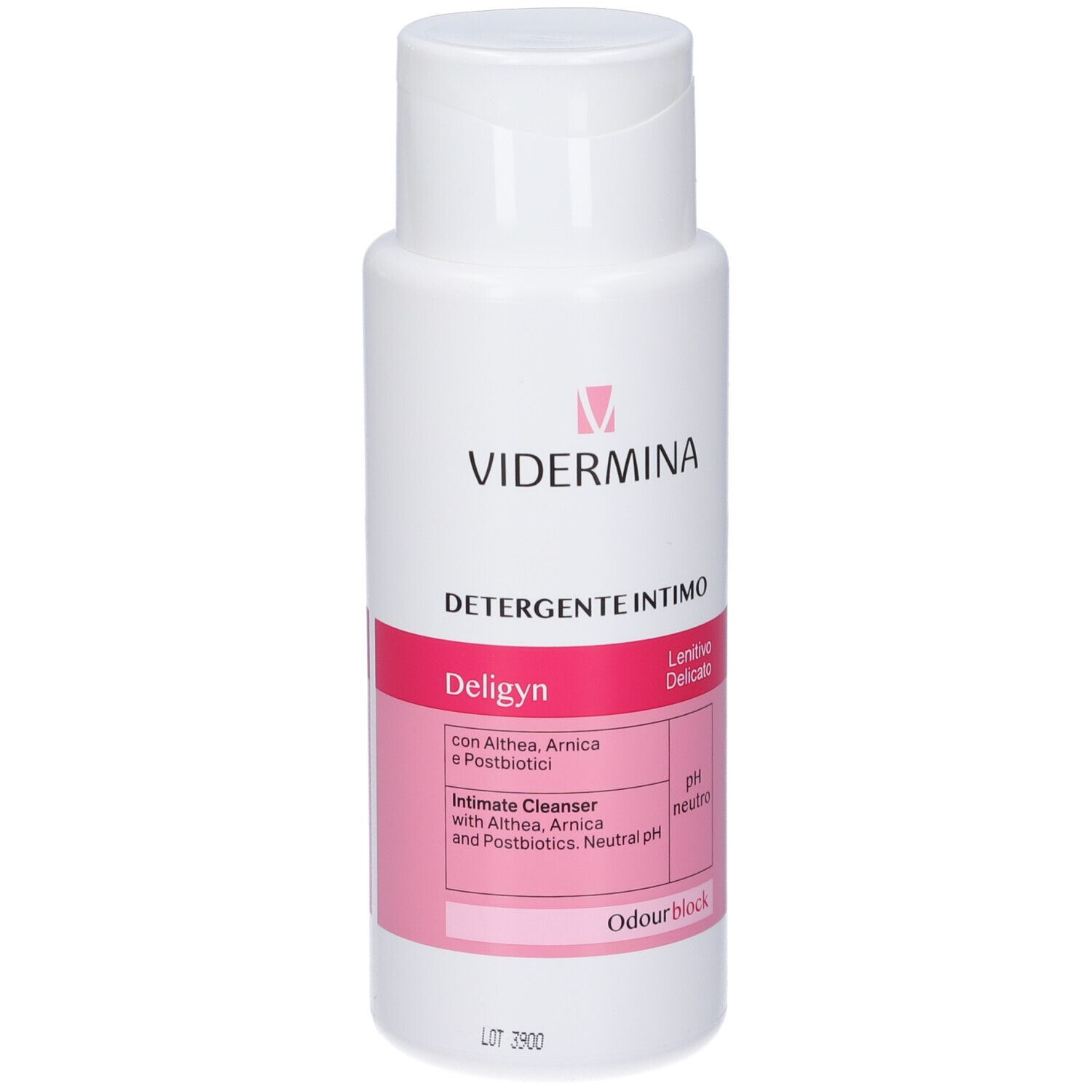 Vidermina Deligyn Intimreiniger mit Althea, Arnika und Postbiotika. Neutraler pH-Wert.