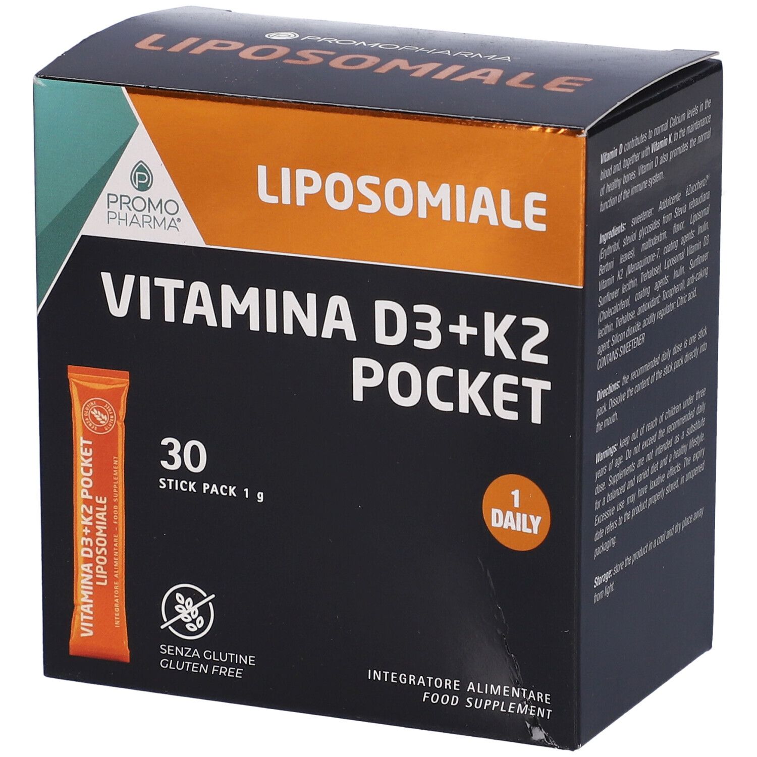 PromoPharma Vitamina D3 + K2 Pocket Liposomiale Stick Orali