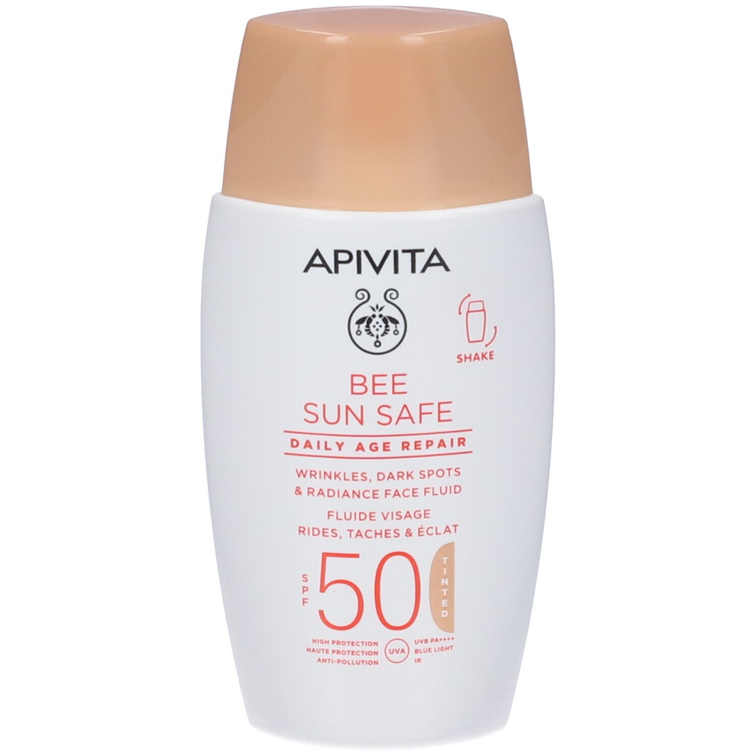 Apivita Bee Sun Safe Daily Age Repair Fluido Viso Colorato per Rughe, Macchie Scure SPF50- Risparmia il 10% con il codice: apivita0926