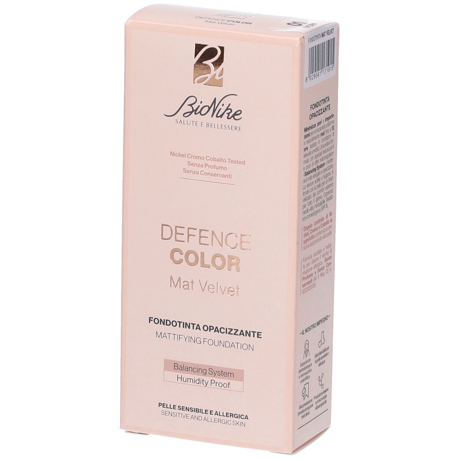 Bionike Defence Color Mat Velvet Fondotinta Opacizzante 01 Ivory