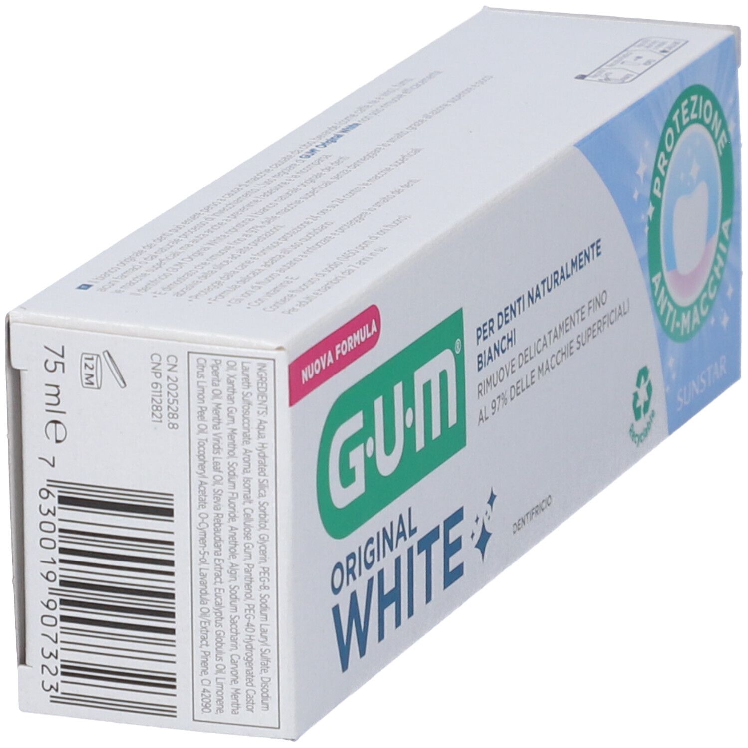 GUM Original White Zahnpasta-Verpackung, 75 ml.