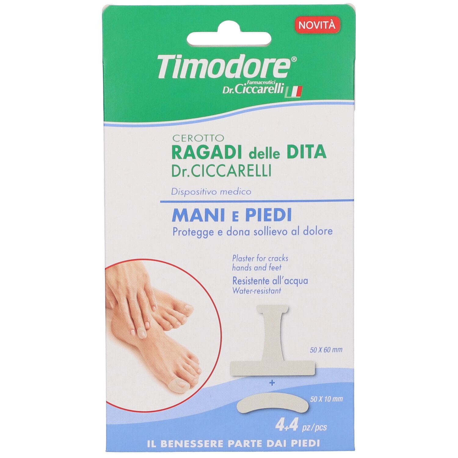 Timodore Cerotto Ragadi Dita Mani E Piedi 50X60 Mm 4 Pezzi + 50X10 Mm