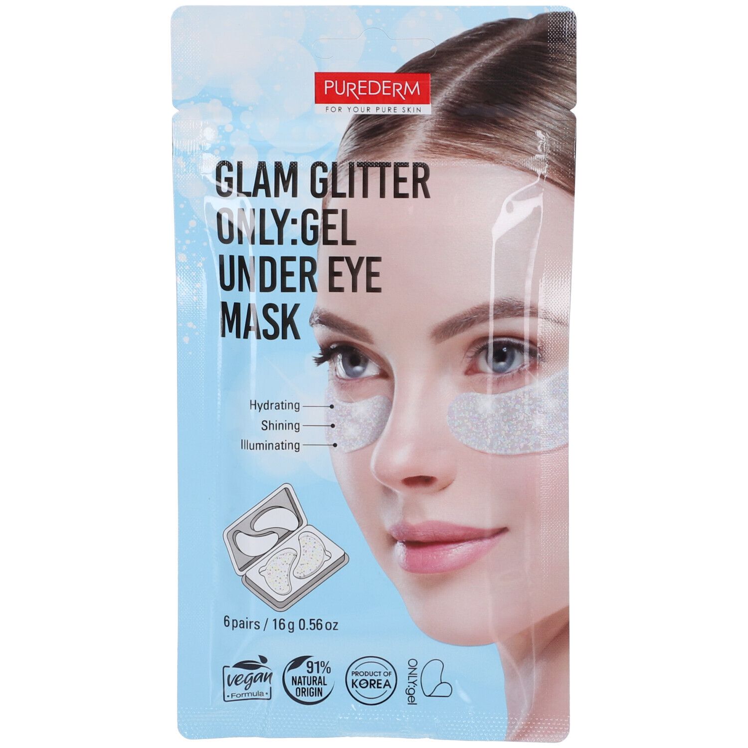 Purederm For Your Pure Skin Azzurro Maschera Contorno Occhi In Hydrogel Con Glitter