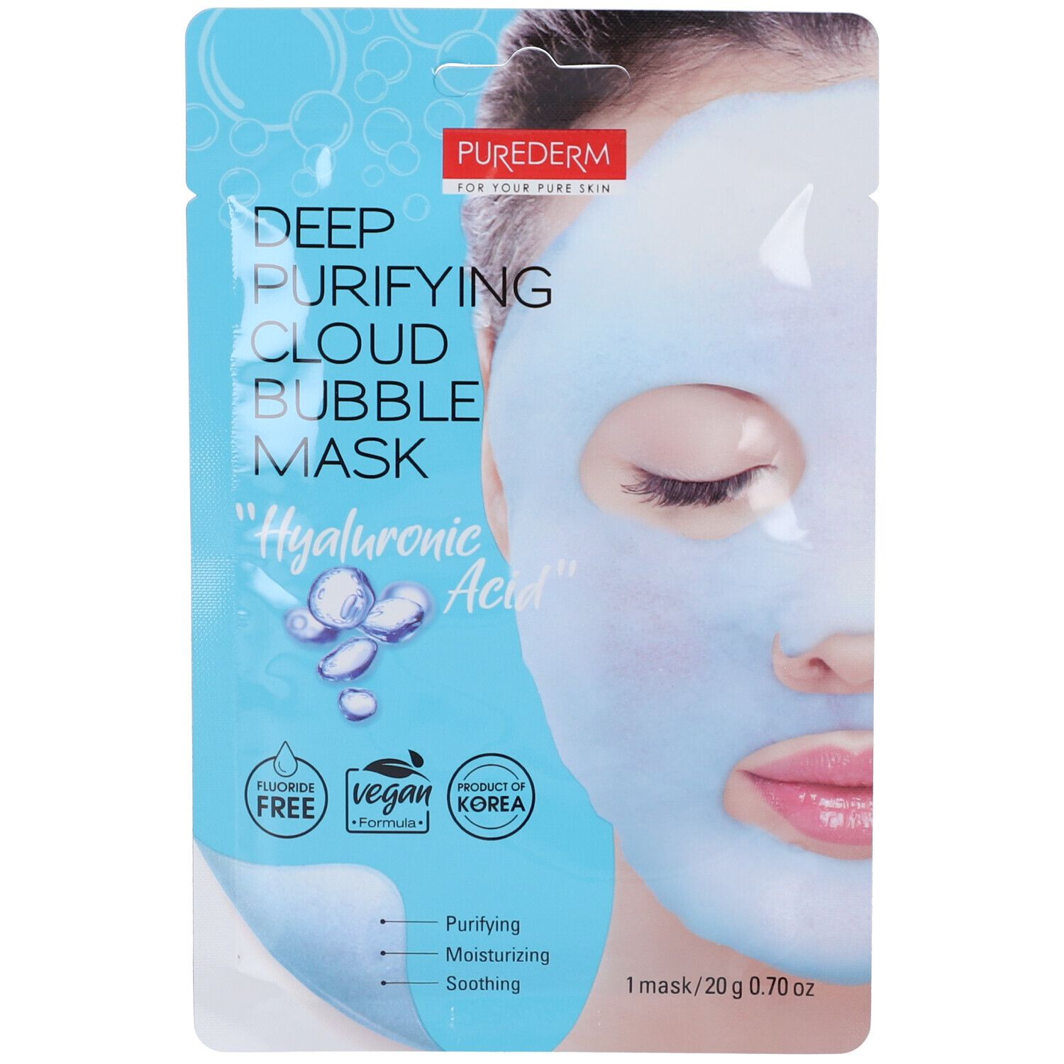 Purederm For Your Pure Skin Bubble Maschera Purificante All'Acido Ialuronico Monouso
