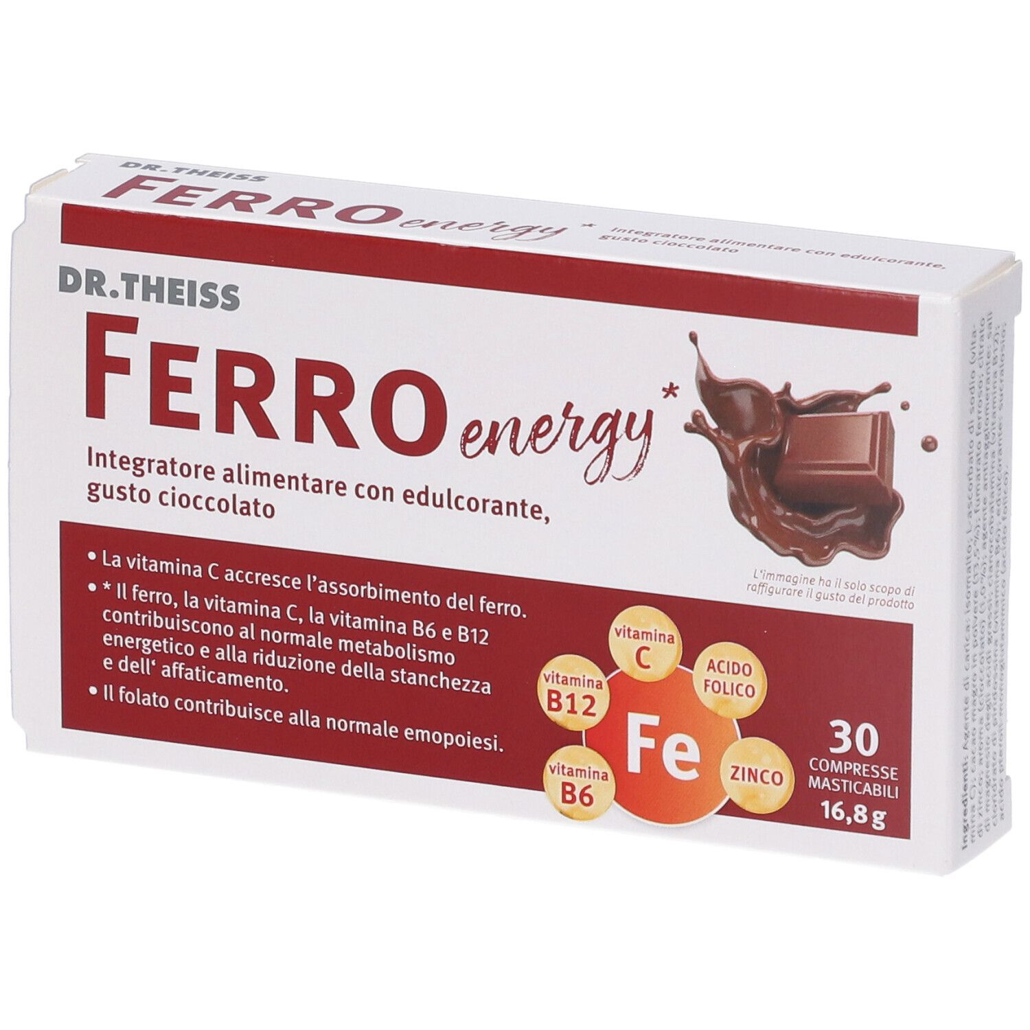 Dr. Theiss Ferro Energy Compresse Masticabili Gusto Cioccolato 16,8 G Masticabili Bambino