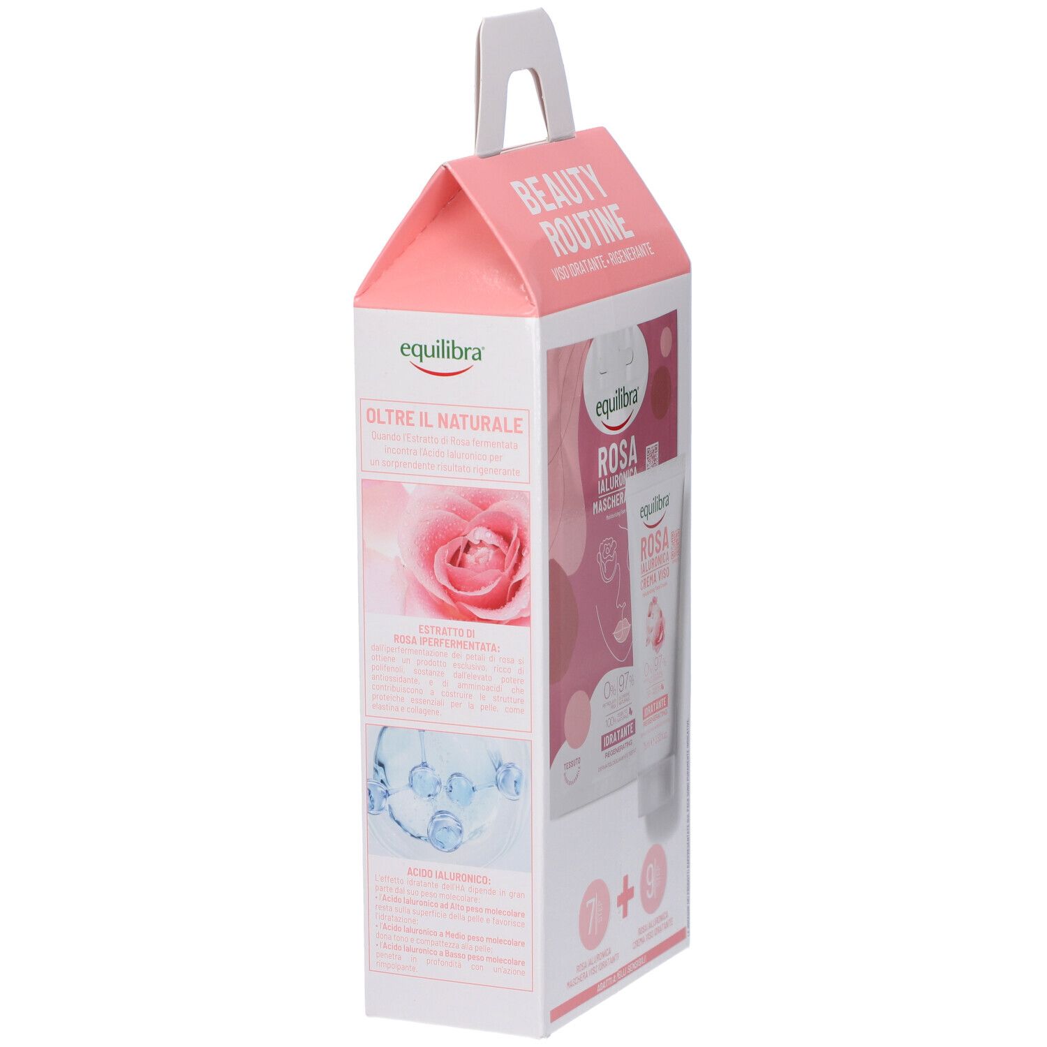 Equilibra Beauty Routie Viso Idratante Rigenerante Rosa Ialuronica Maschera Viso Idratante + Rosa Ialluronica Crema Viso Idratante