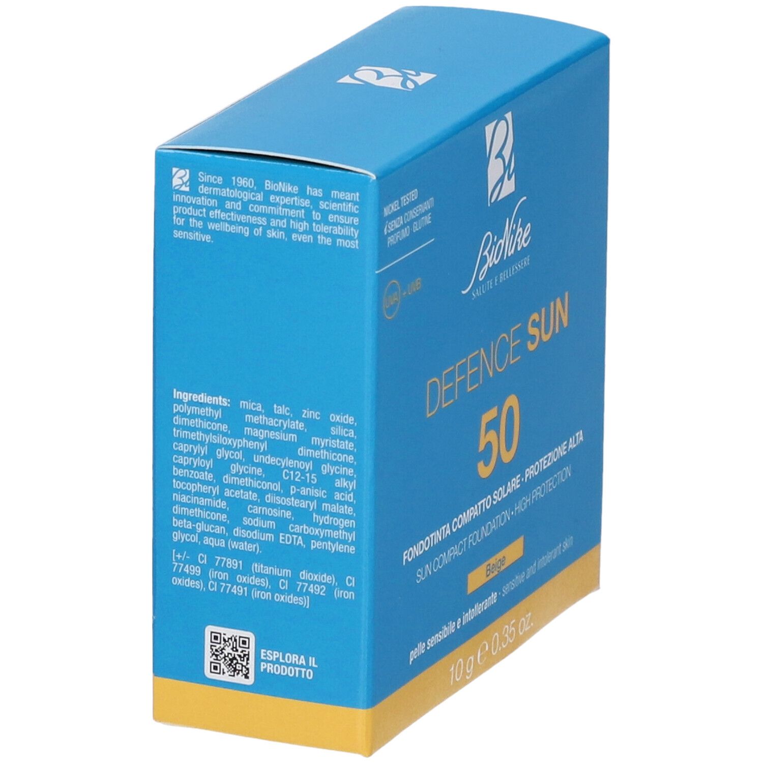 BioNike Defence Sun 50 Kompakt-Foundation in Beige. 10g.