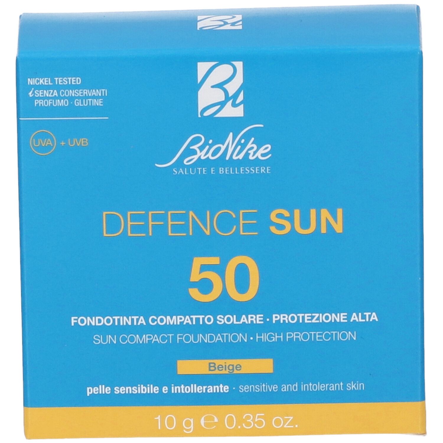 BioNike Defence Sun 50, Sonnenschutz-Kompaktfoundation in Beige. 10g.