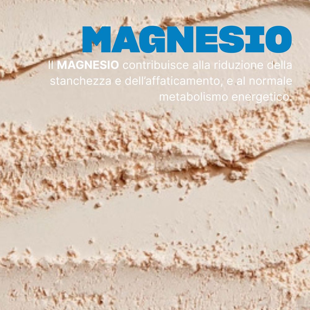 Texture di polvere di magnesio con la parola 'Magnesio'.