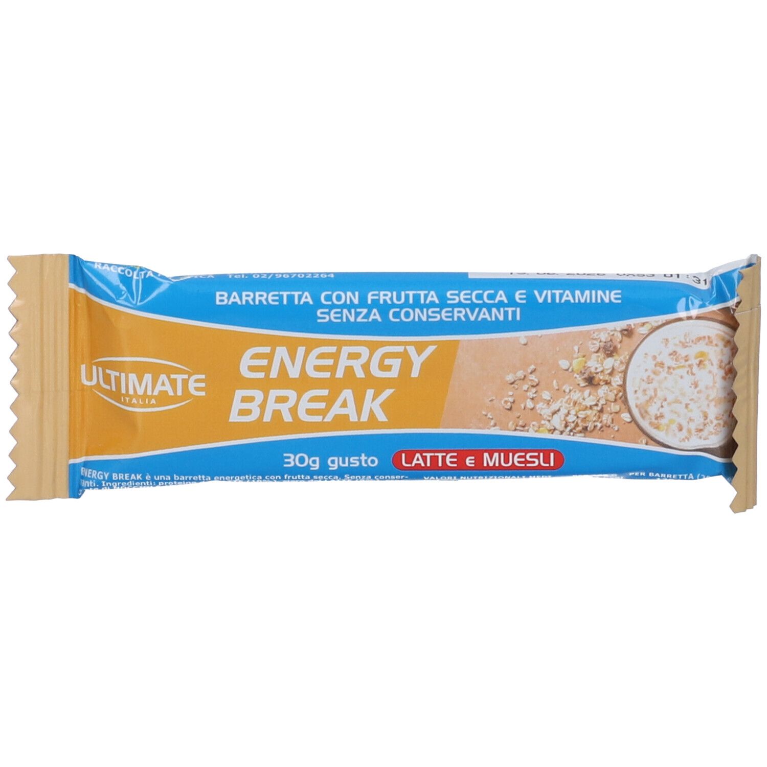 Ultimate Italia Energy Break Barretta Proteica Gusto Latte e Muesli