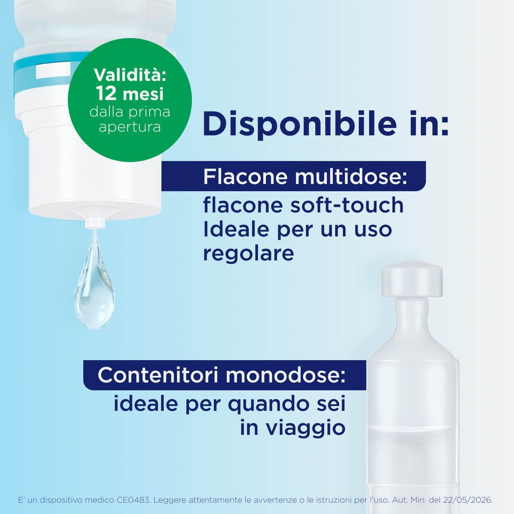 Bepanthenol Collirio: Haltbarkeit 12 Monate nach Öffnung, Multidosis- und Einzeldosisbehälter.