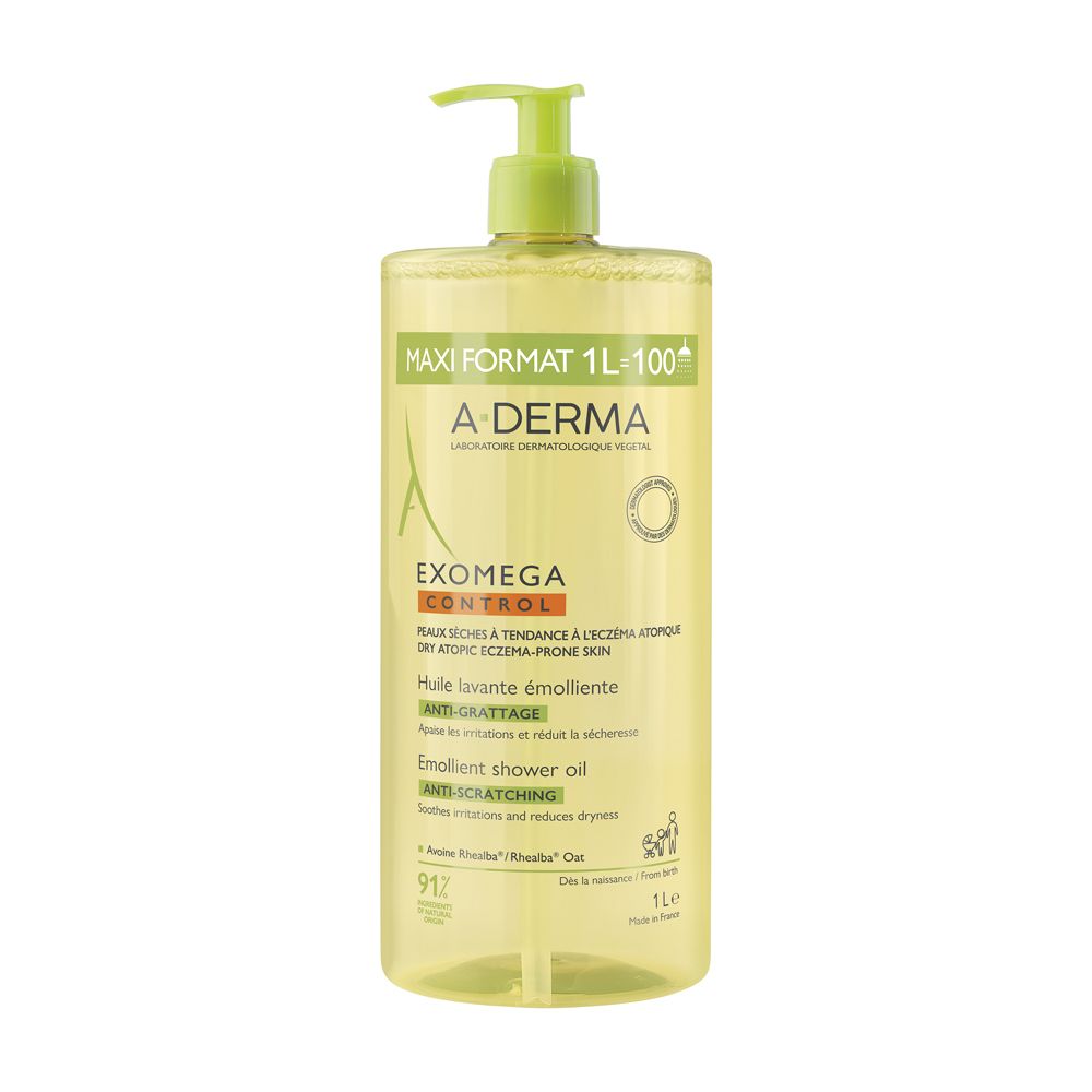 A-Derma Exomega Control Olio Lavante Emolliente Anti-grattage 1000ml - Pelle secca a tendenza atopica, prurito