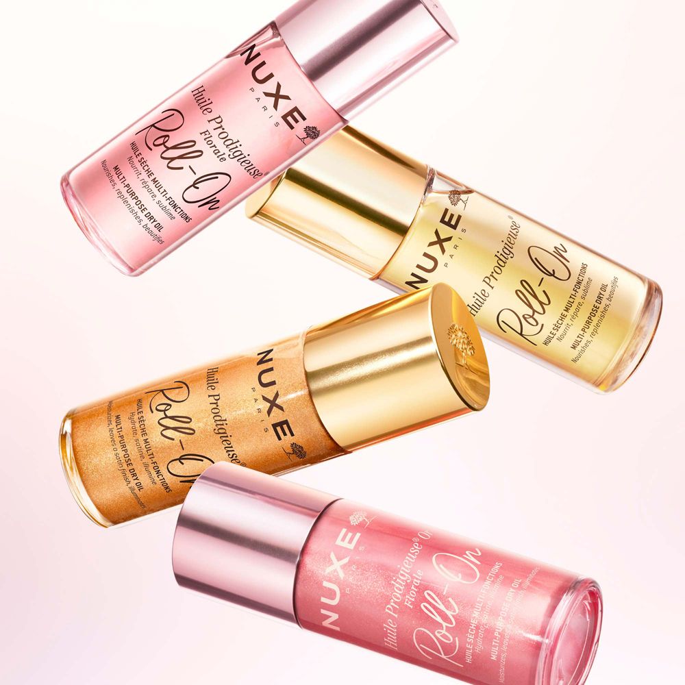 Quattro Nuxe Huile Prodigieuse Or Florale Roll-On. Diversi colori. Testo.