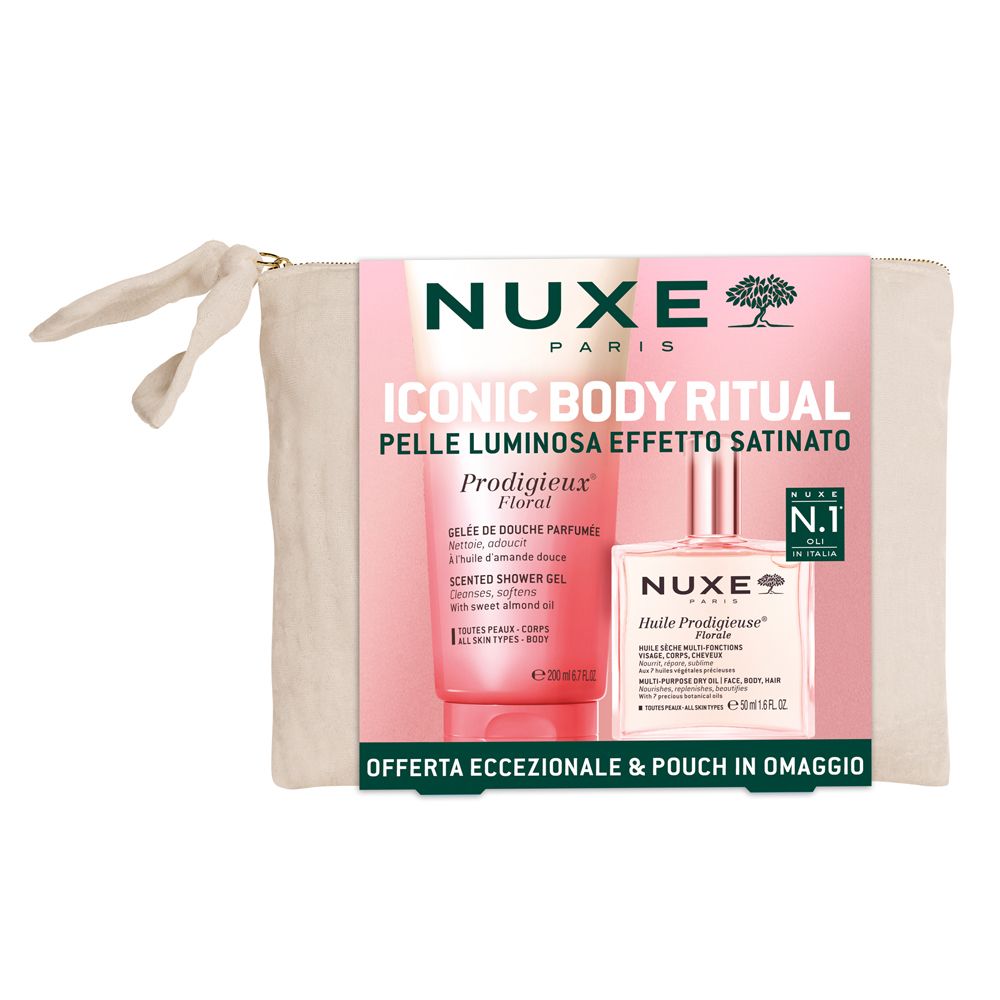 Nuxe Set Iconic Body Ritual Pelle Luminosa Effetto Satinato con Pochette in Omaggio