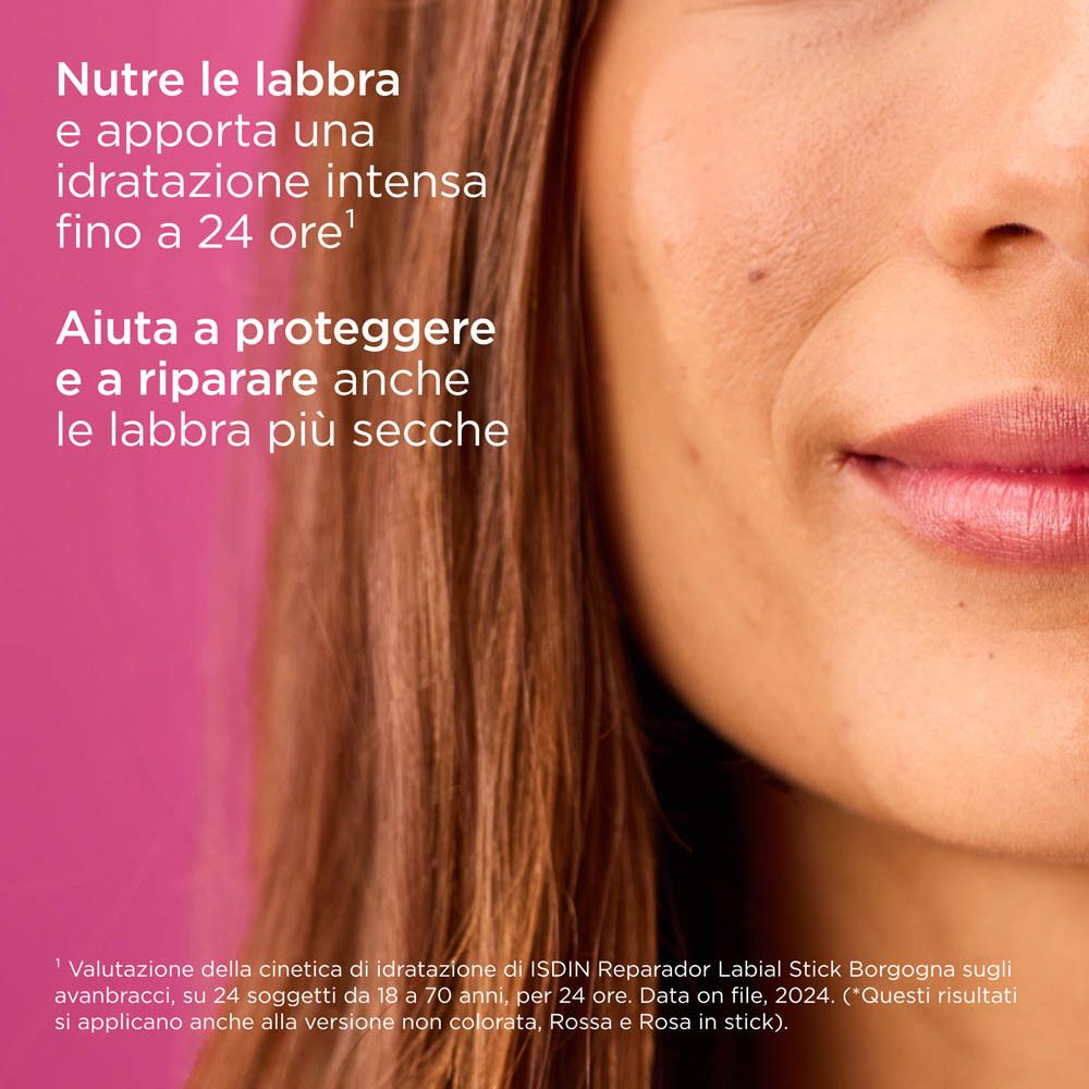Text mit Produktinformationen. Text: Nährt die Lippen und spendet bis zu 24 Stunden intensive Feuchtigkeit.