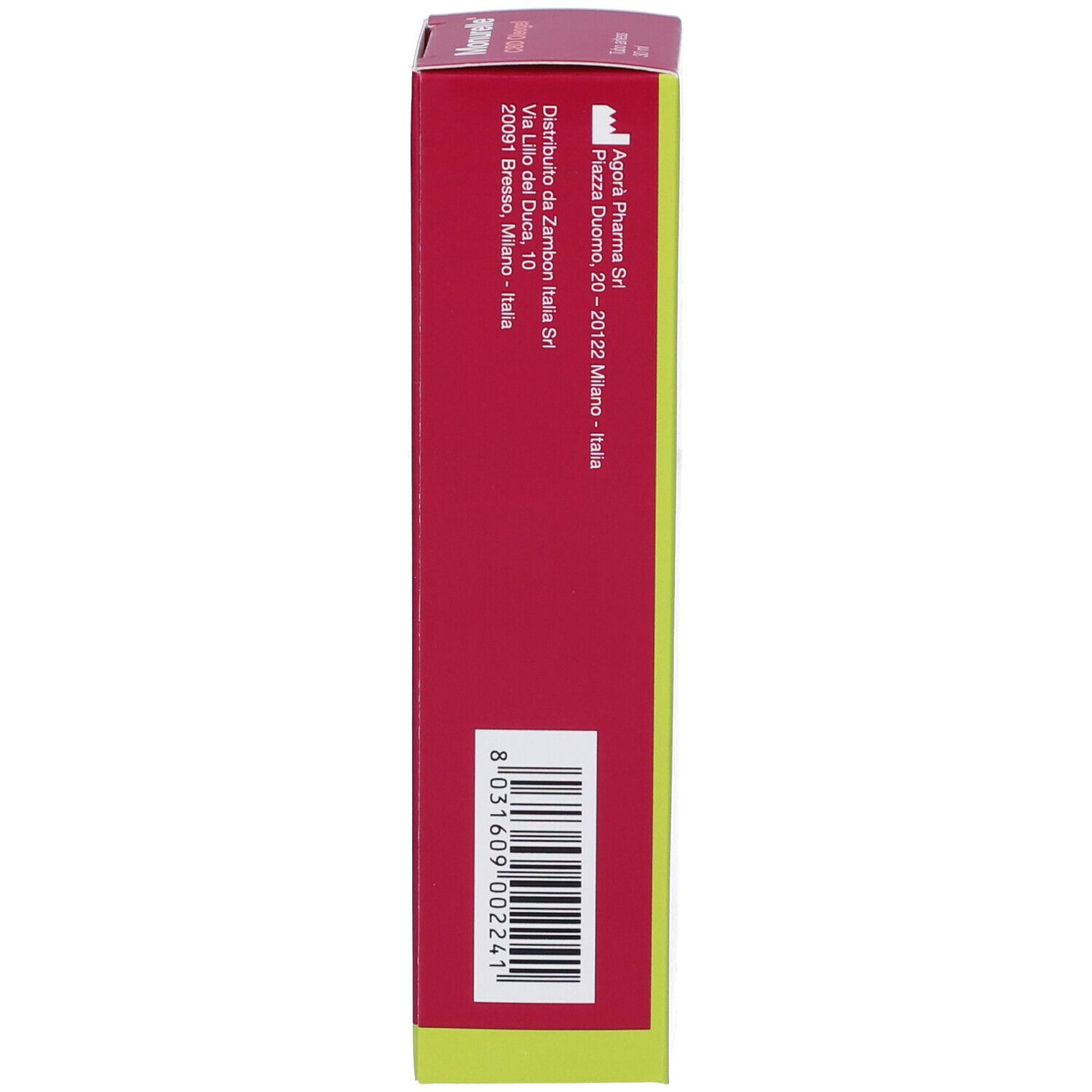 Seite der Monurelle CBD Oleogel Verpackung mit Herstellerangaben und Barcode.