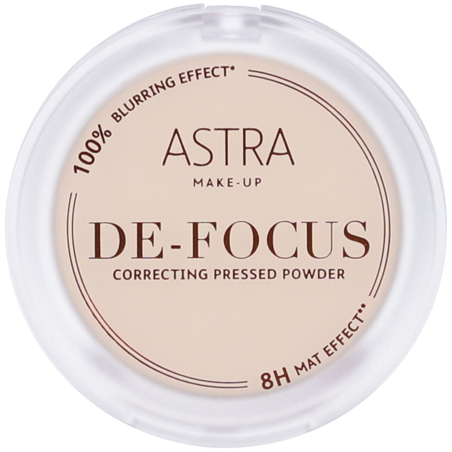 Astra Make-Up De-Focus Correttiva Cipria Compatta, beige chiaro, effetto sfocatura 100% e mat 8h.