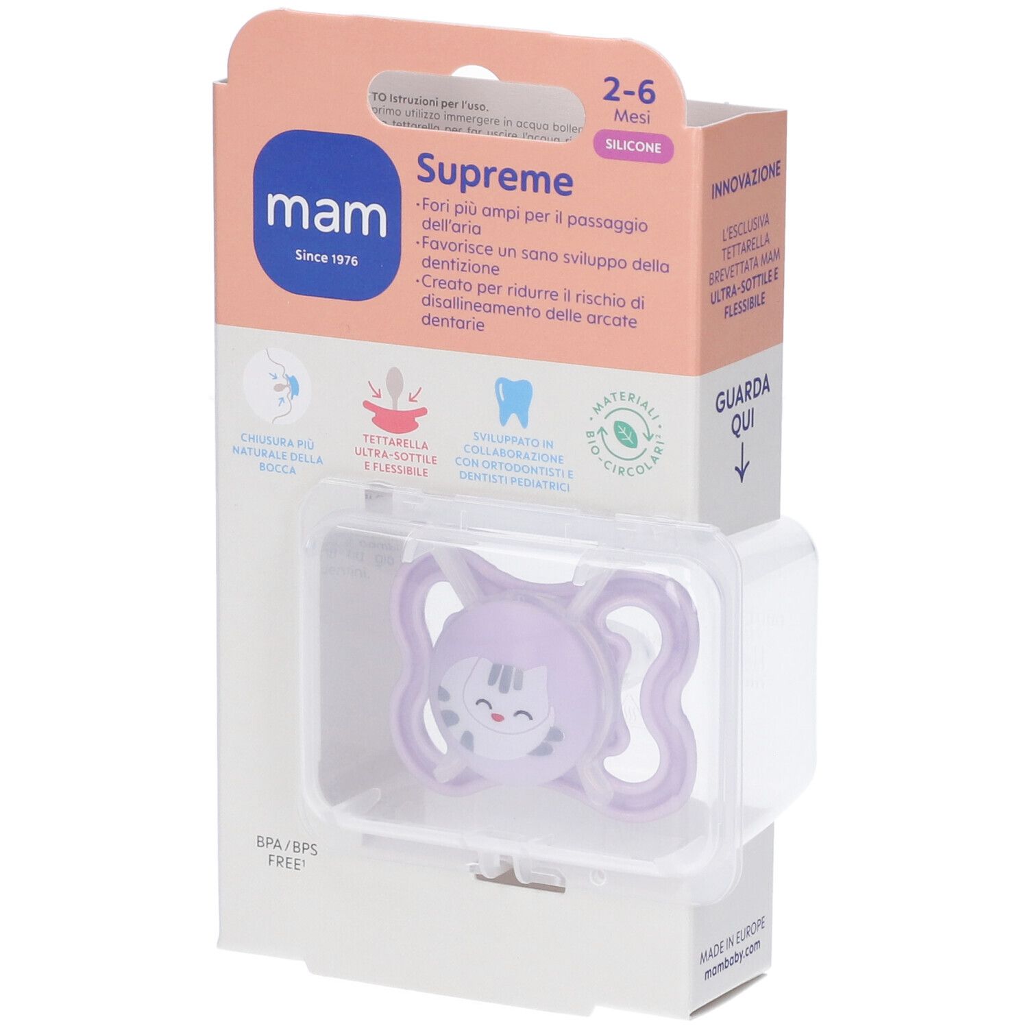 Mam Succhietto Supreme 2-6 Mesi Silicone