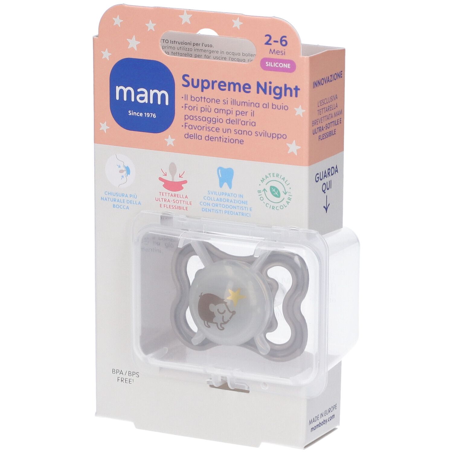 Mam Succhietto Supreme Night 2-6 Mesi Silicone