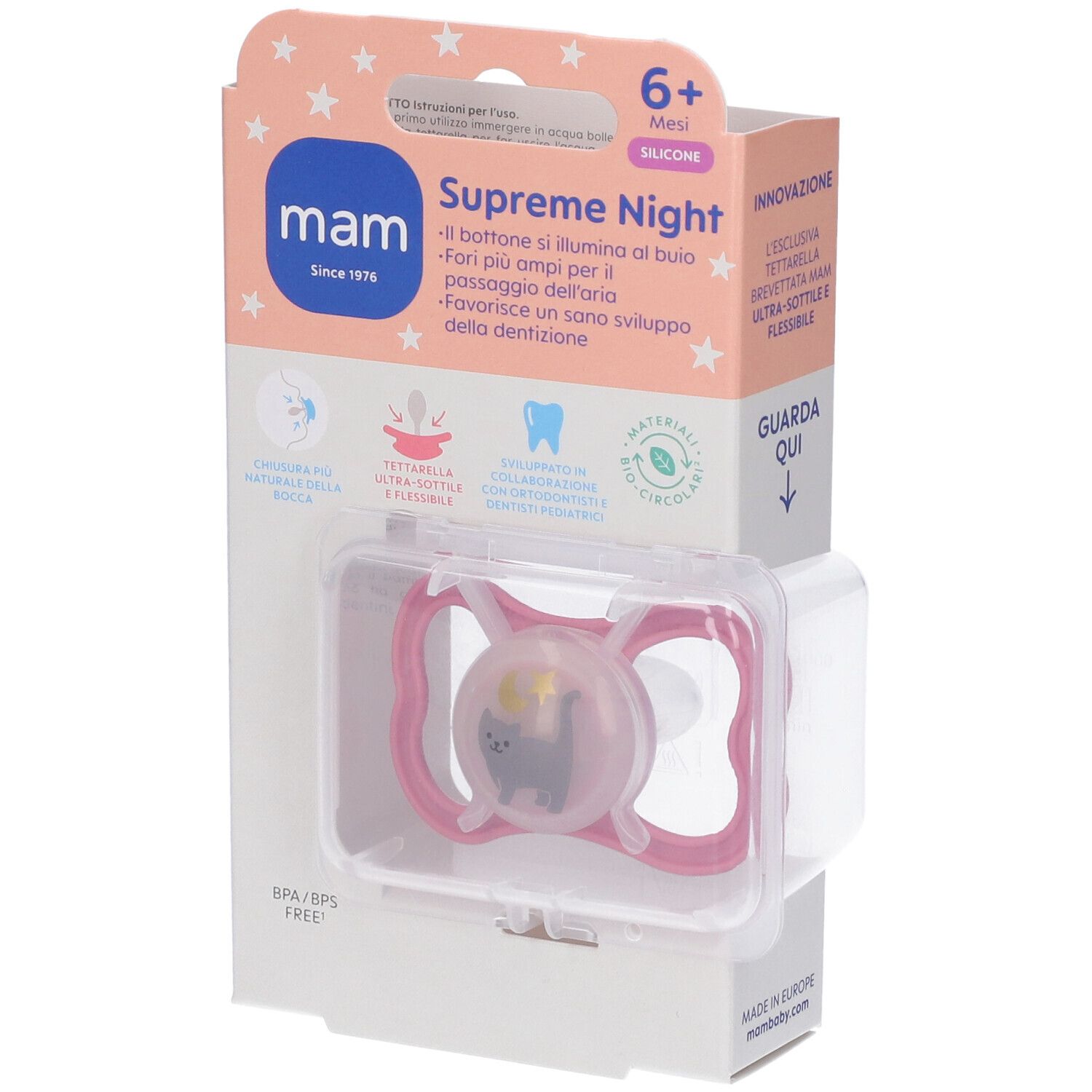 Mam Succhietto Supreme Night 6+ Mesi Silicone