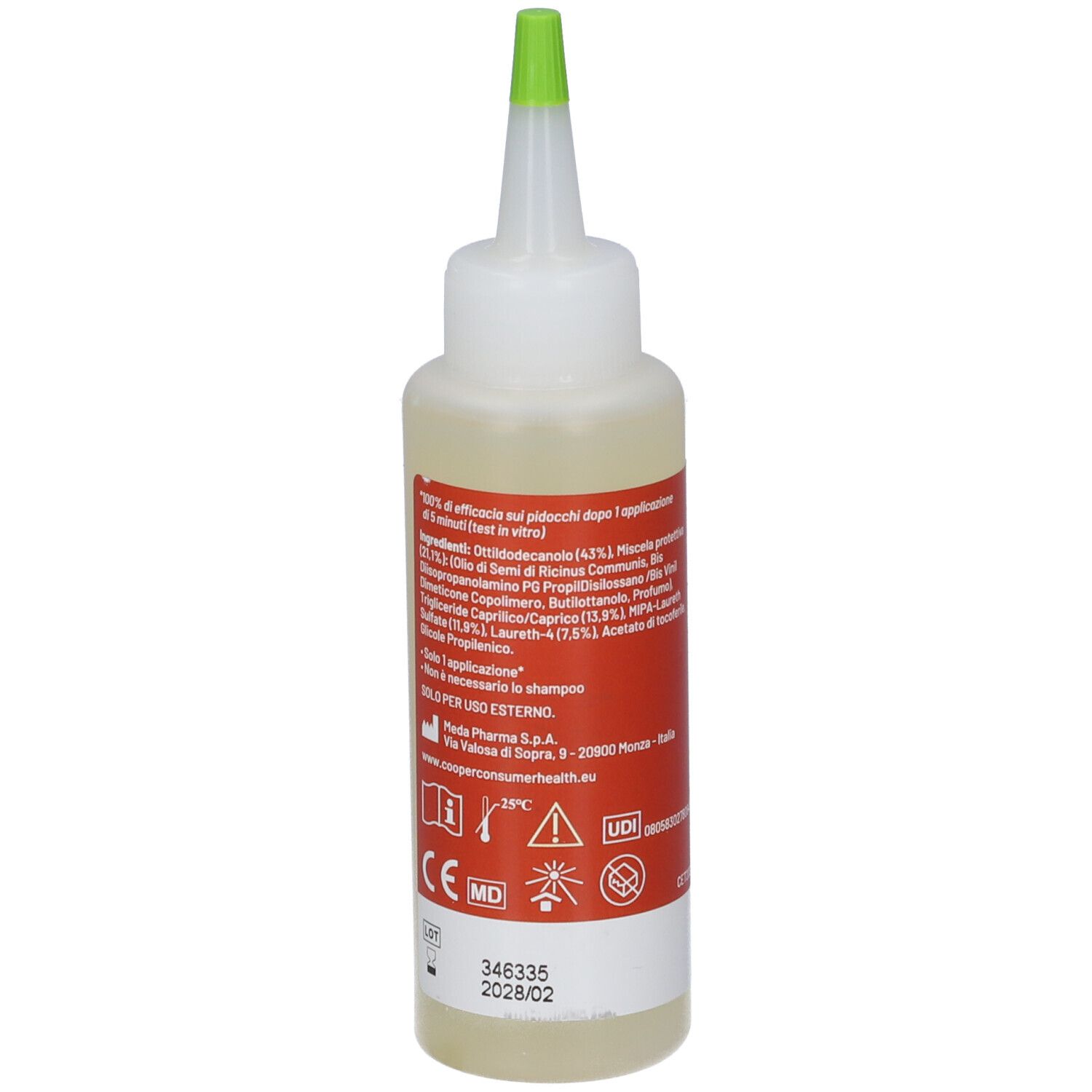Seitenansicht der Aftir Flash Shampoo 3in1 Flasche mit detaillierten Inhaltsstoffen und CE-Kennzeichnung.