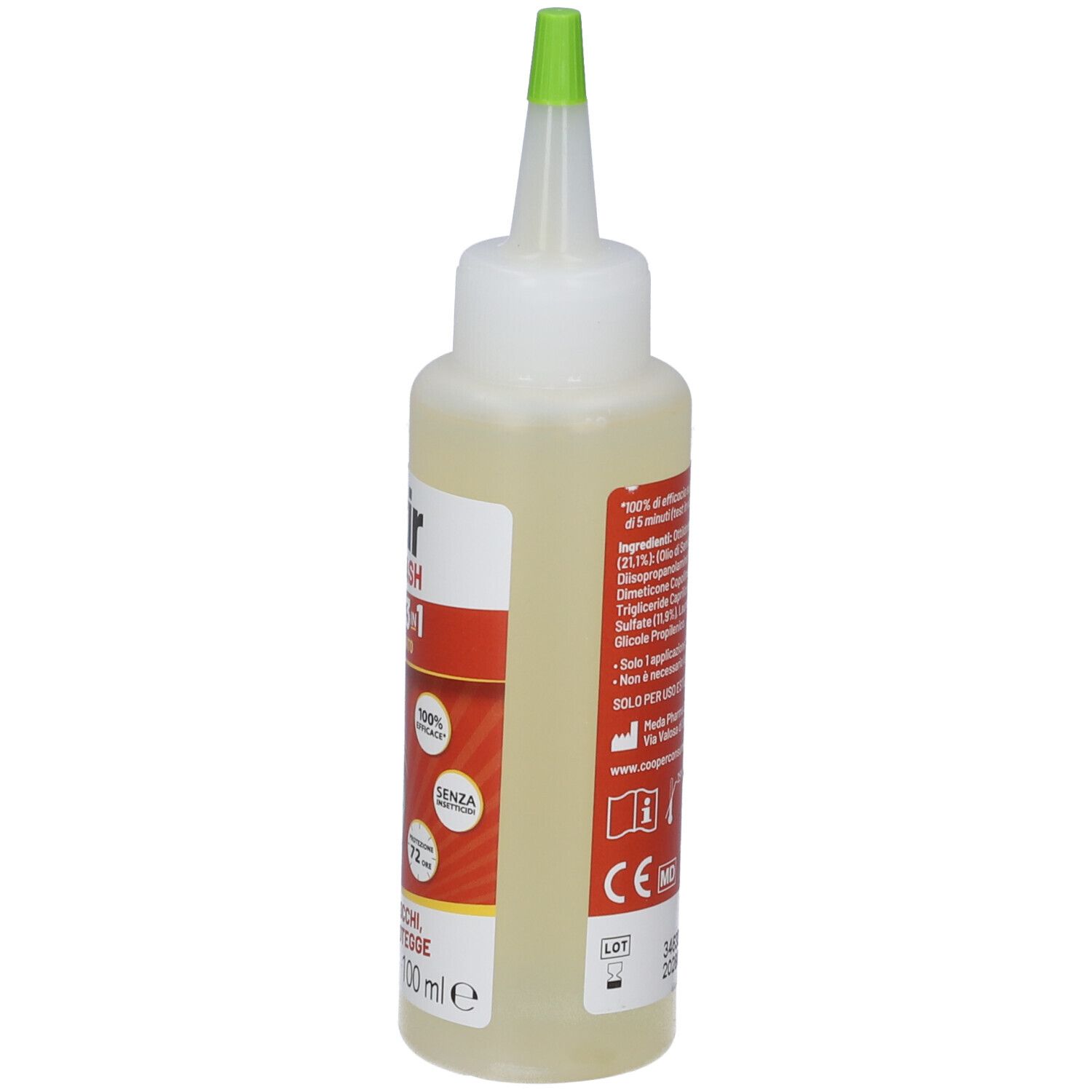 Seitenansicht der Aftir Flash Shampoo 3in1 Flasche mit CE-Kennzeichnung und Chargennummer.