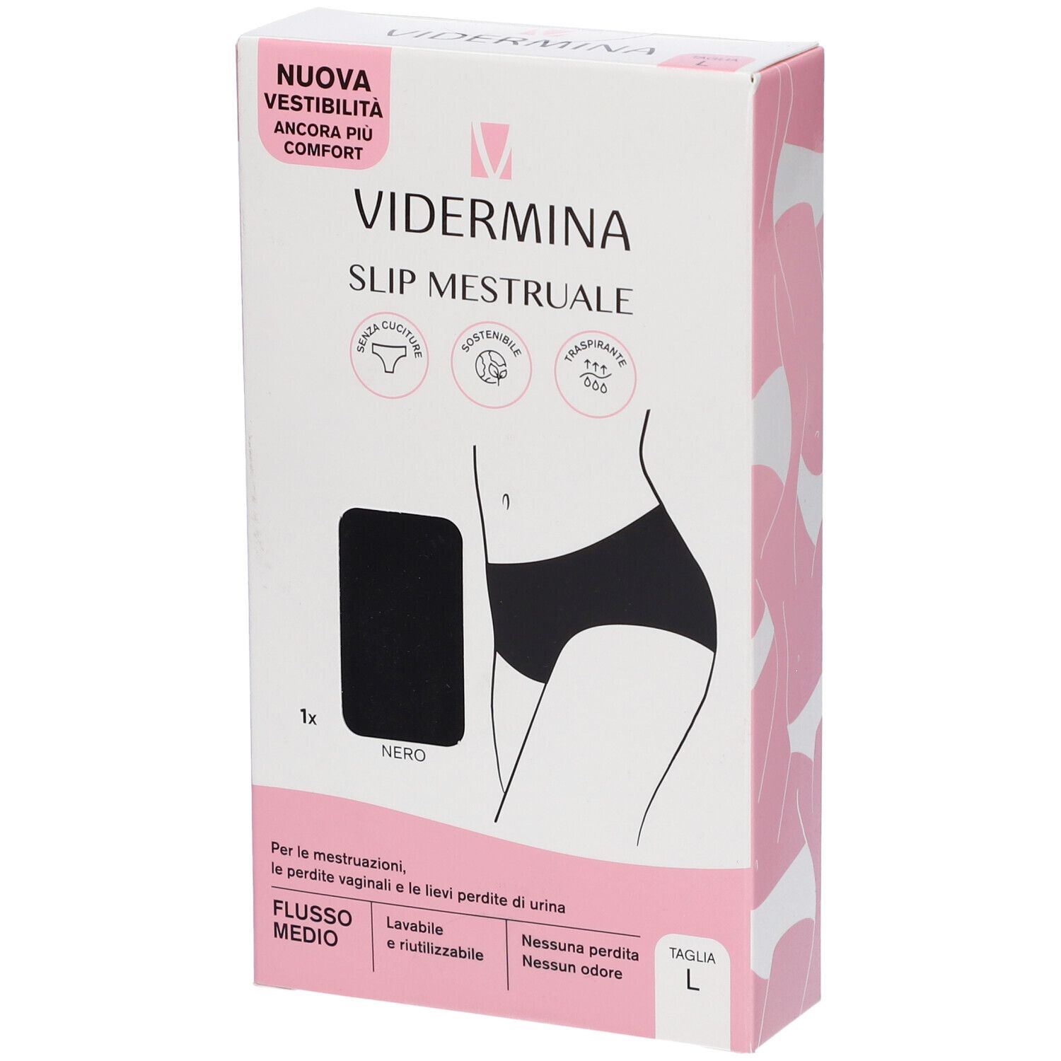 Vidermina Slip Mestruale Alto Colore Nero Taglia L 1 pz Altro