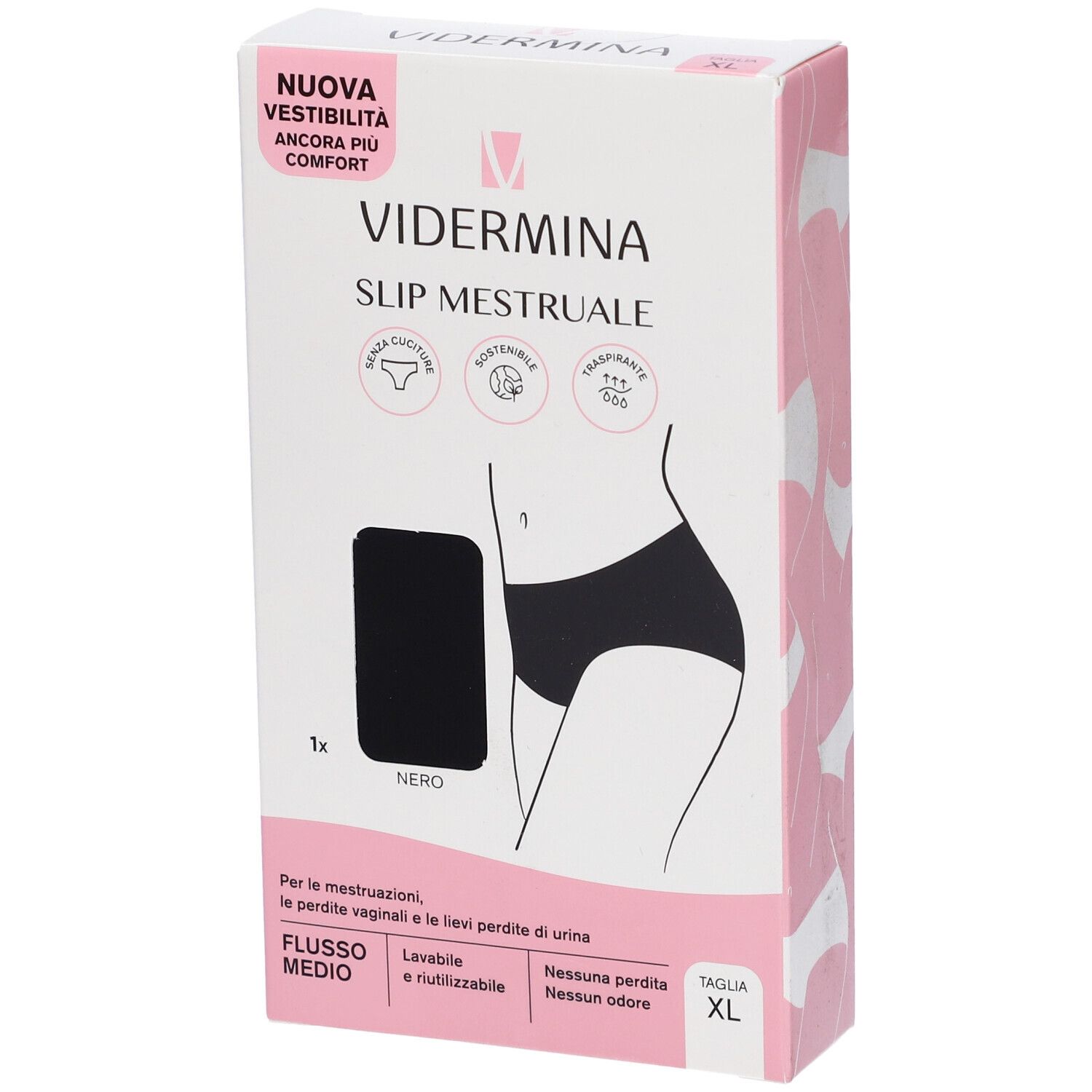 Vidermina Slip Mestruale Alto Colore Nero Taglia XL