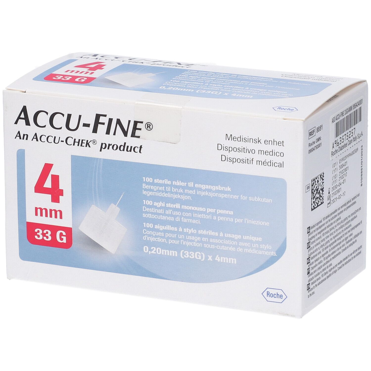 Ago Ipodermico Per Penna Da Insulina Accu-Fine In Acciaio Inox 33 Gaug