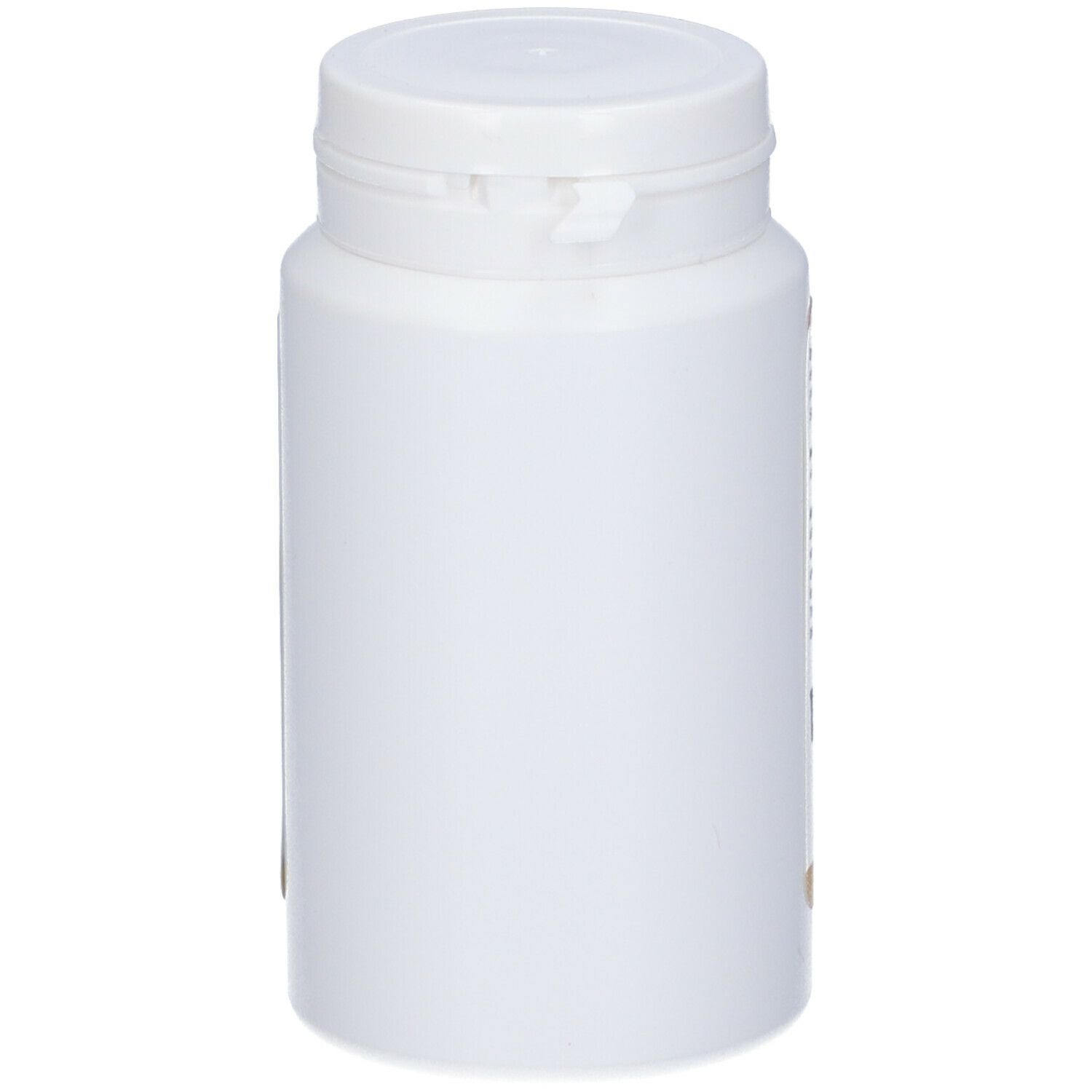 Flacone bianco con tappo a vite bianco. Nessun'altra caratteristica visibile.