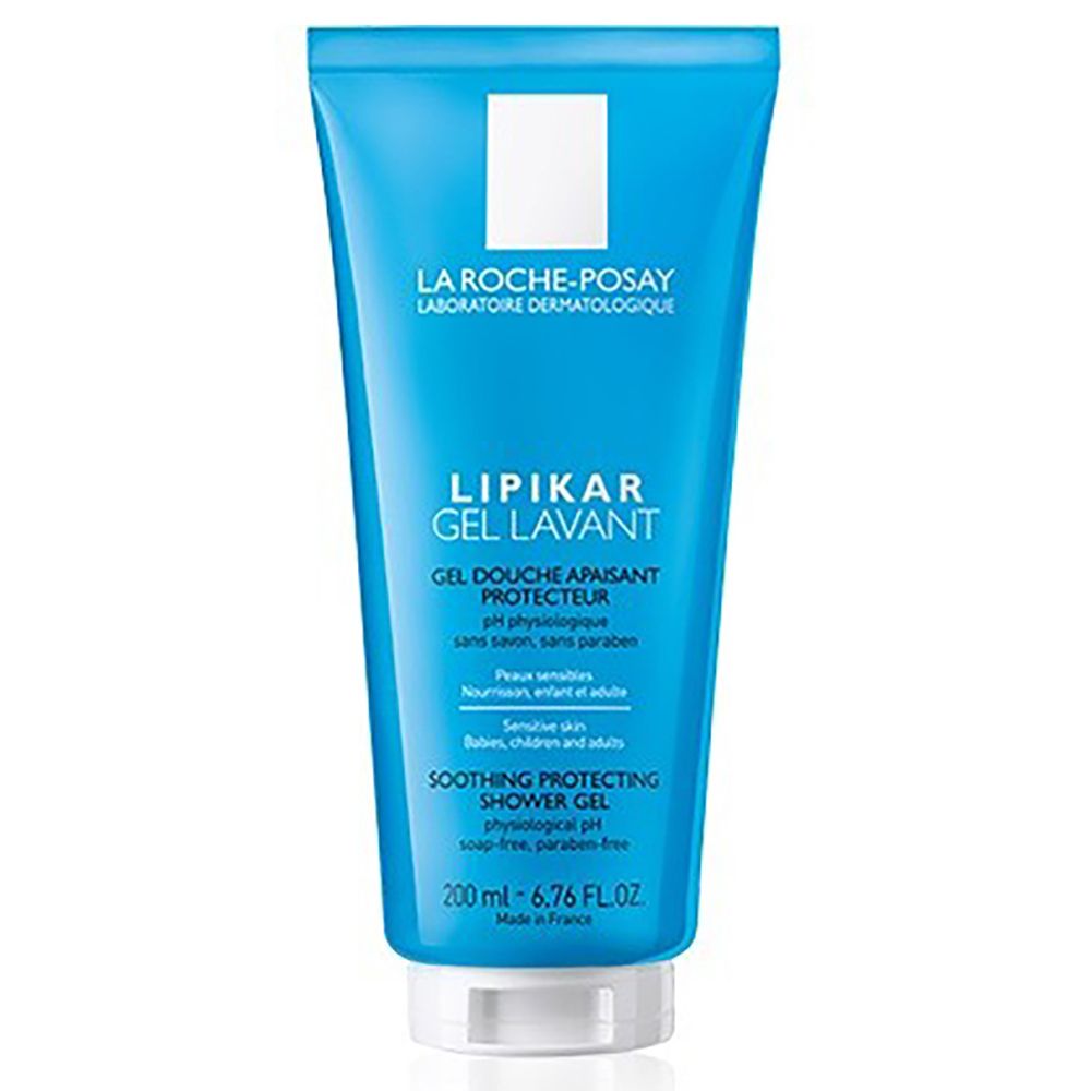 Tubo blu La Roche-Posay Lipikar Gel Lavant. Logo e testo. 200 ml.