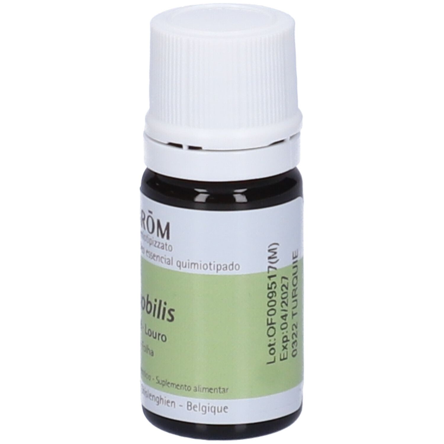 Flacone in vetro marrone, tappo bianco. Scritte: Lot OF009517(M), Exp:04/2027, 0322 TURQUIE. 5ml.