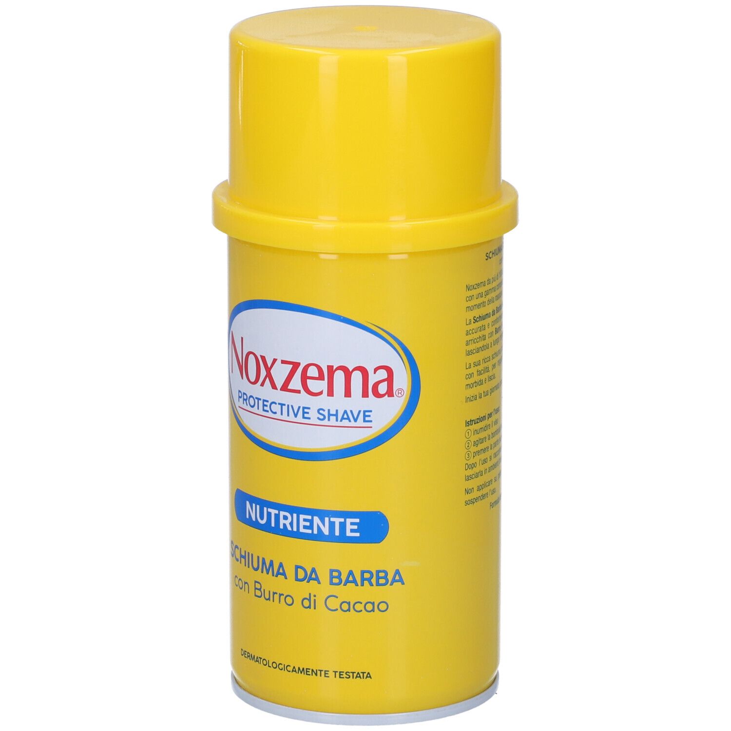 Noxzema Protective Shave Rasierschaum in gelber Dose mit weißem Deckel.