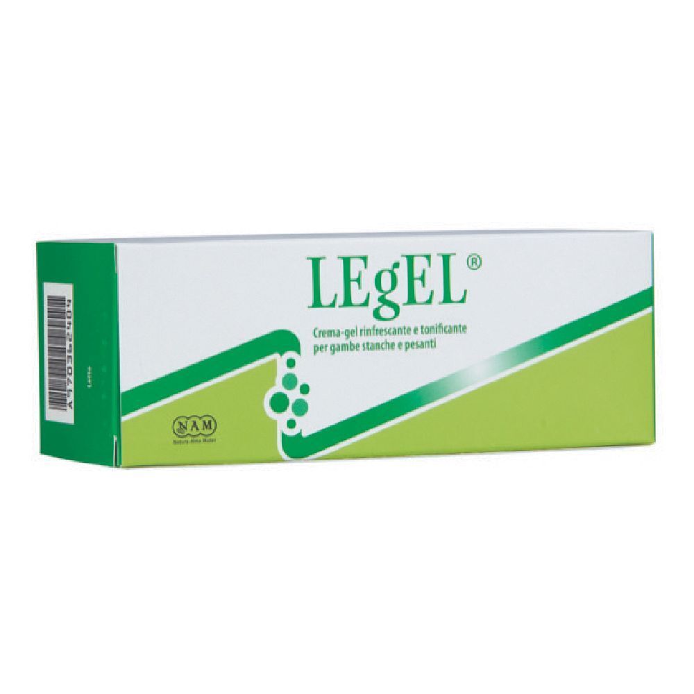 Confezione LEgEL, verde e bianca. Testo e logo. Codice a barre sul lato sinistro. Forma rettangolare.