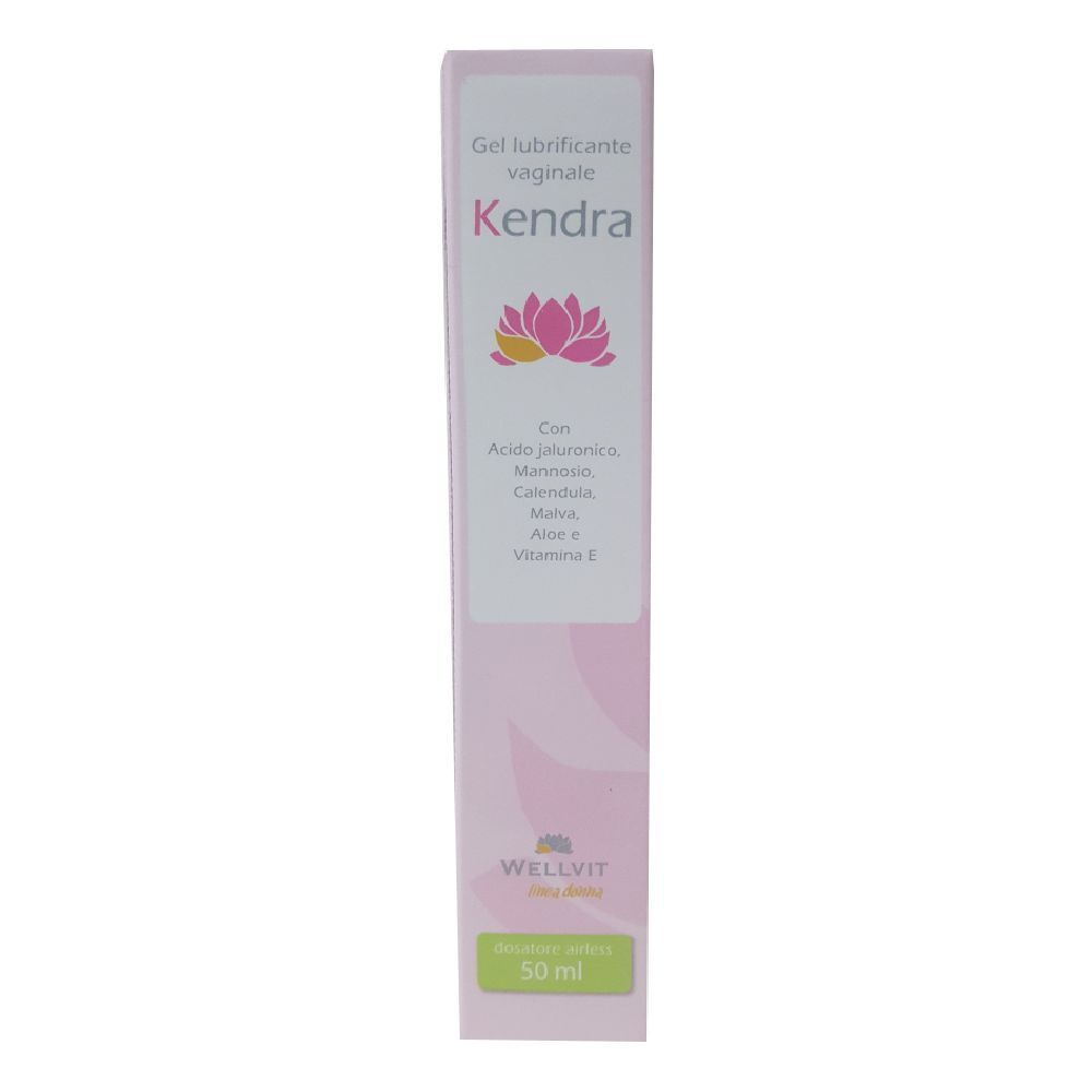 Confezione rosa con Kendra. Contiene acido ialuronico, malva e aloe vera. Marchio Wellvit.