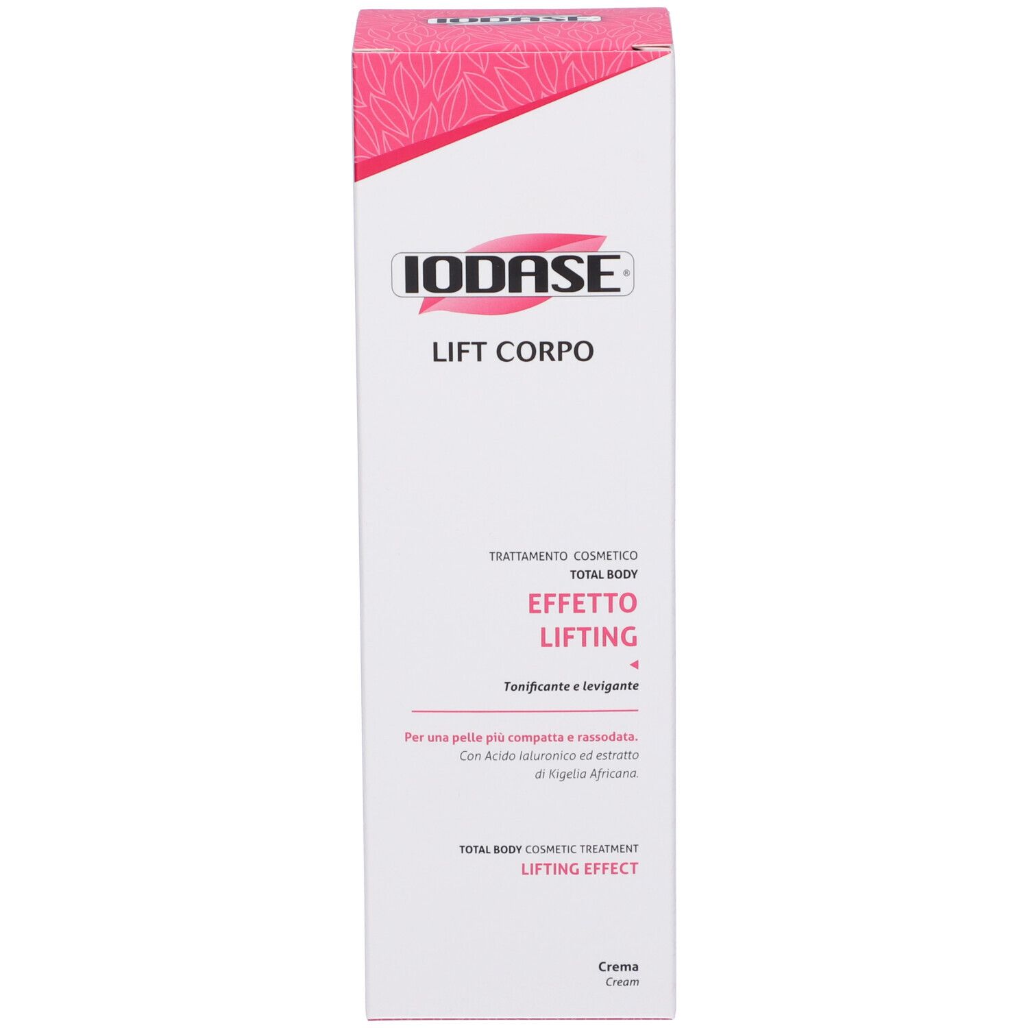 Confezione con scritta IODASE LIFT CORPO. Design rosa e bianco.