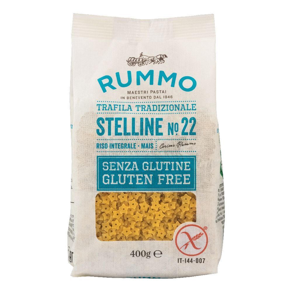 Rummo Stelline N22 Riso Integrale E Mais. Glutenfreie Pasta in Sternform. 400g Packung.