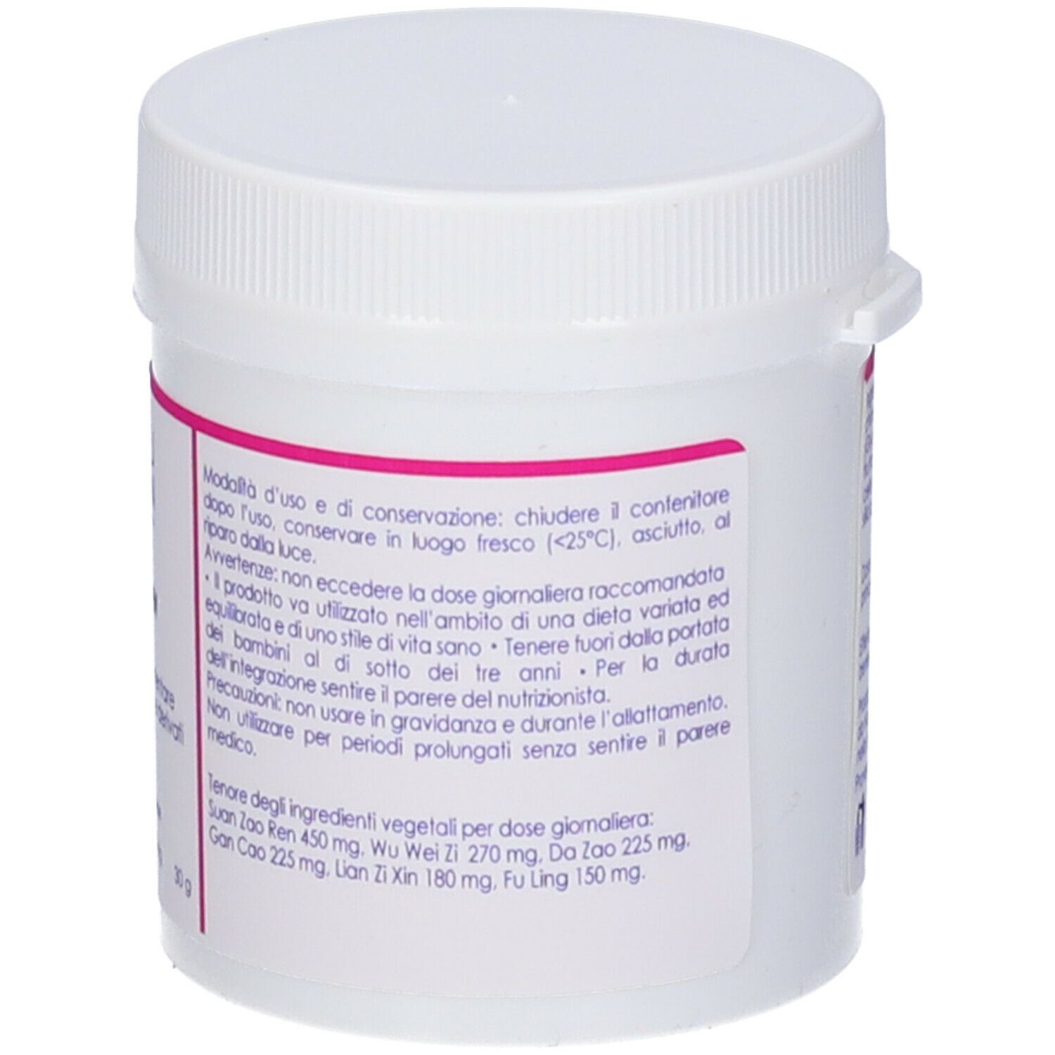 Flacone bianco con scritte rosse. Scritto: QIU TIAN, Yi Pills New. Istruzioni per l'uso.