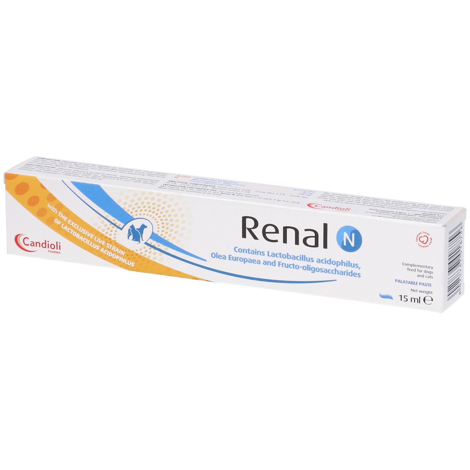 Confezione Renal N. Contiene Lactobacillus acidophilus, olio d'oliva e frutto-oligosaccaridi. 15 ml.