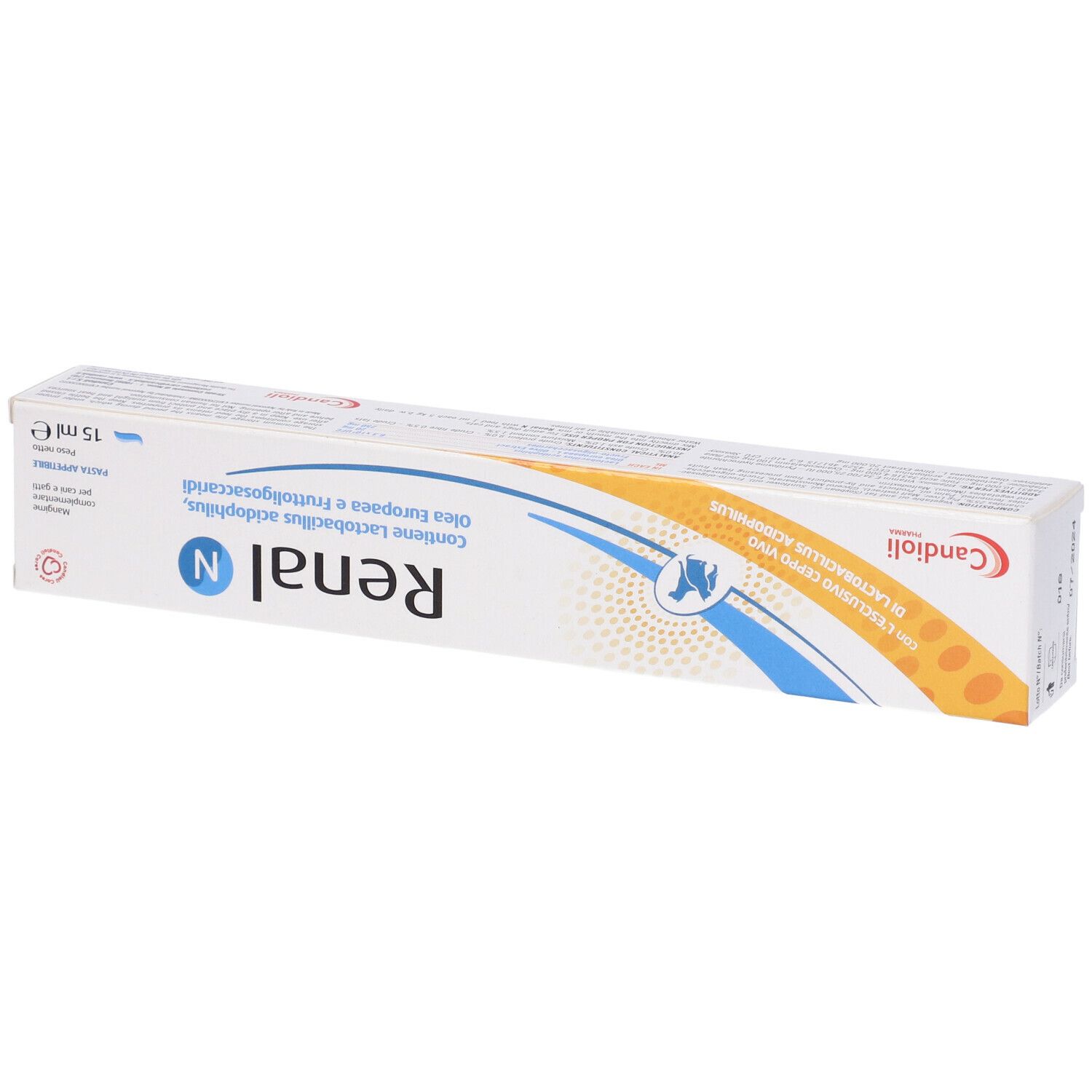 Confezione Renal N. Contiene Lactobacillus acidophilus, olio d'oliva e frutto-oligosaccaridi. 15 ml.