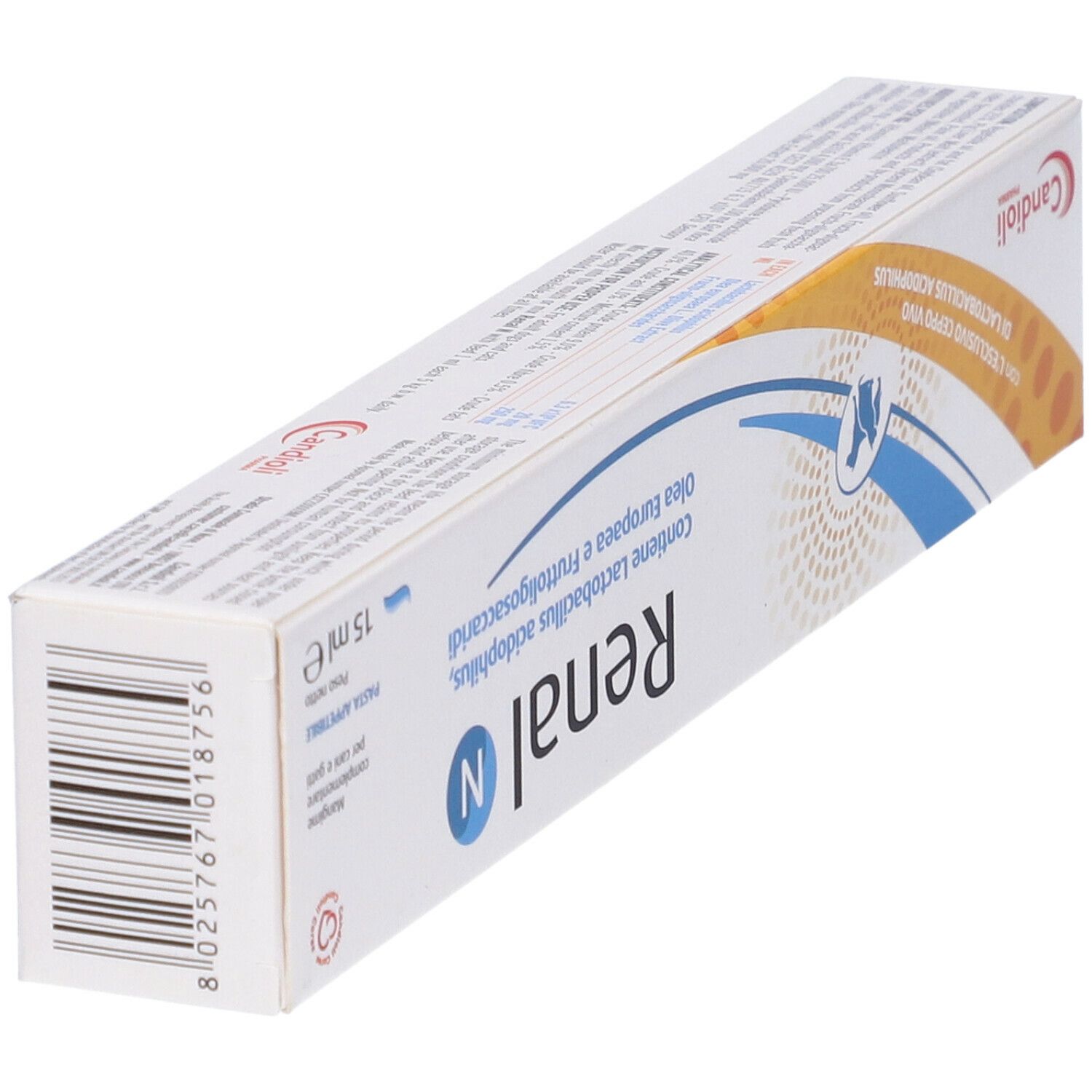 Confezione Renal N. Contiene Lactobacillus acidophilus, olio d'oliva e frutto-oligosaccaridi. 15 ml.