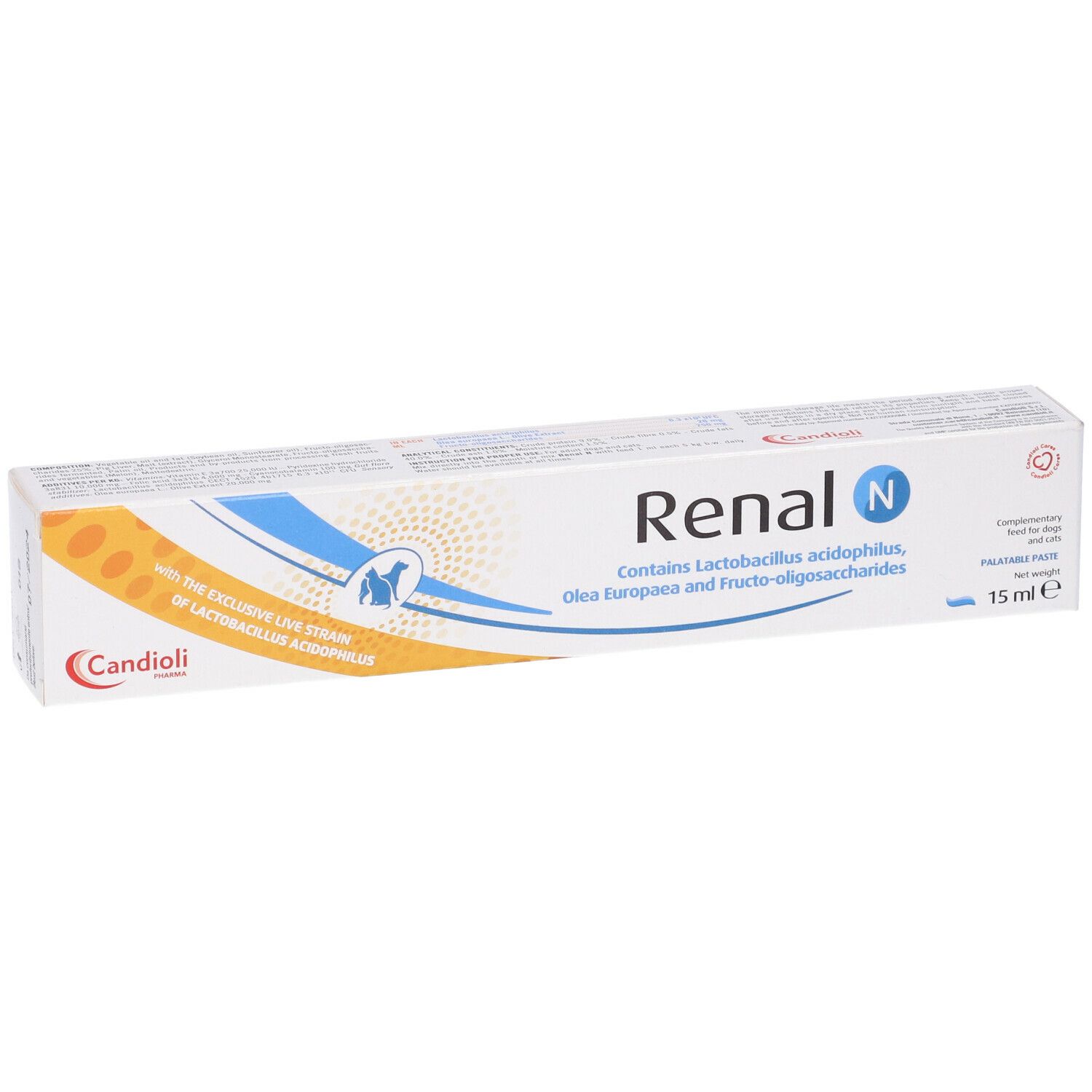 Confezione Renal N. Contiene Lactobacillus acidophilus, olio d'oliva e frutto-oligosaccaridi. 15 ml.