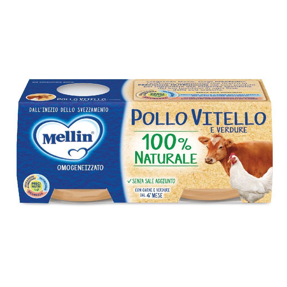Mellin Omogeneizzato Pollo Vitello Con Verdure 2 X 80 G