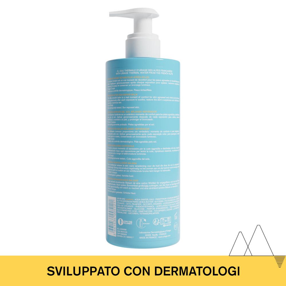 Retro del flacone azzurro. Testo multilingue. Logo e informazioni.