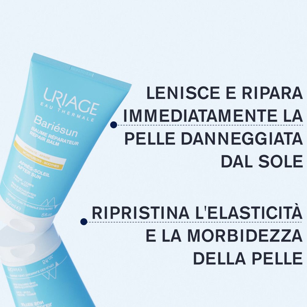 Prodotto blu. Testo: Lenisce e ripara, ripristina l'elasticità e la morbidezza.